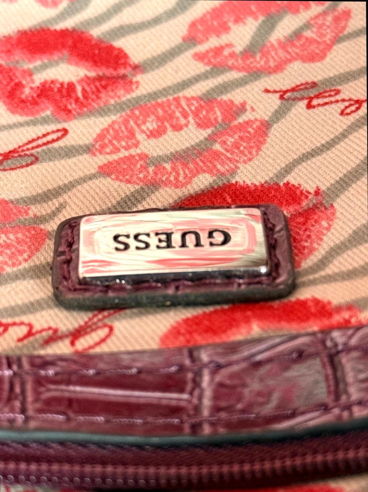 Guess Guess Handbag Pink Purple Croc Pattern Buckle Size ONE SIZE - 12 Thumbnail
