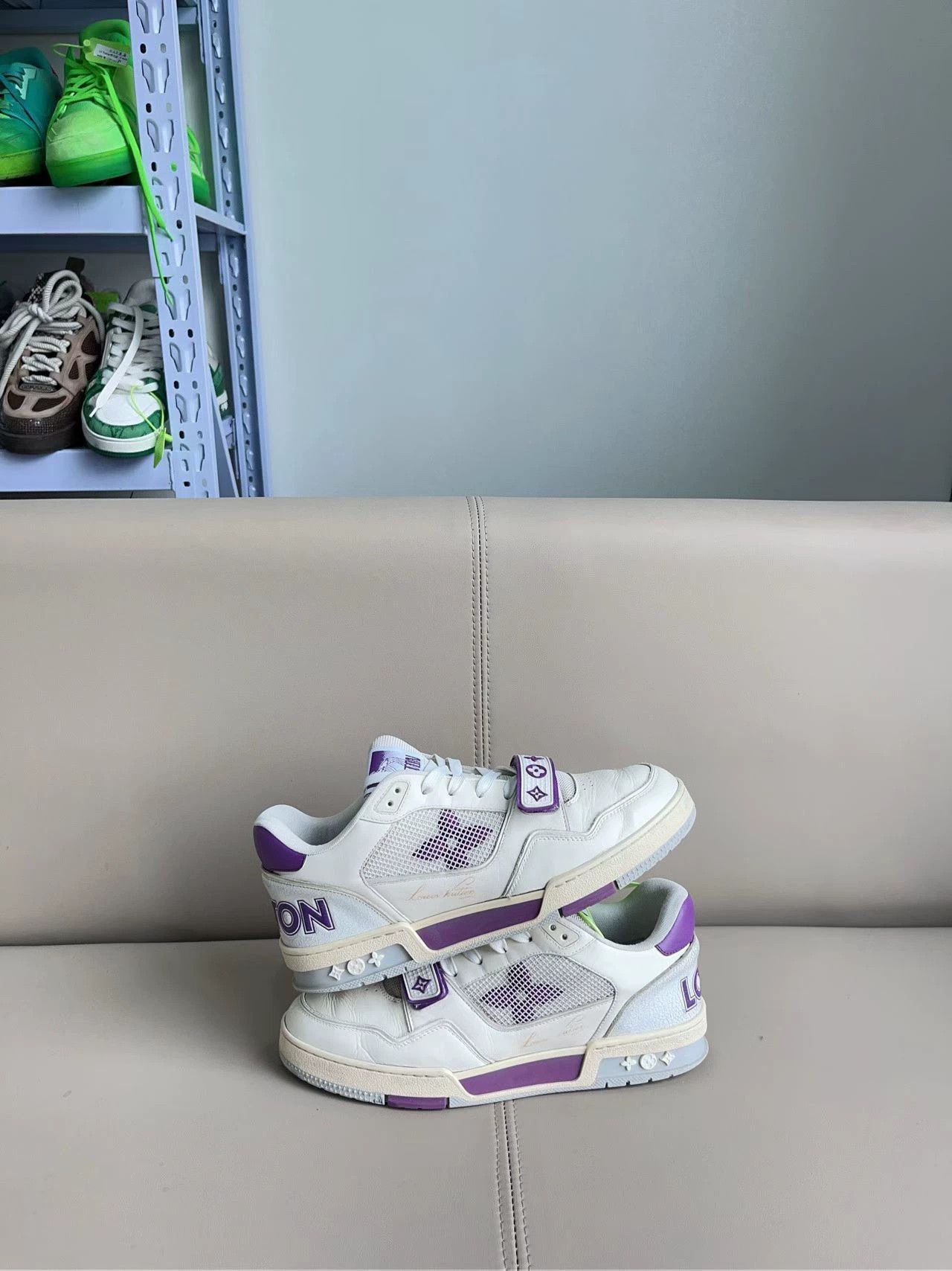 Louis Vuitton LV Trainer White/Purple Velcro 41 EU - Excellent Condition Size US 8 / EU 41 - 6 Thumbnail