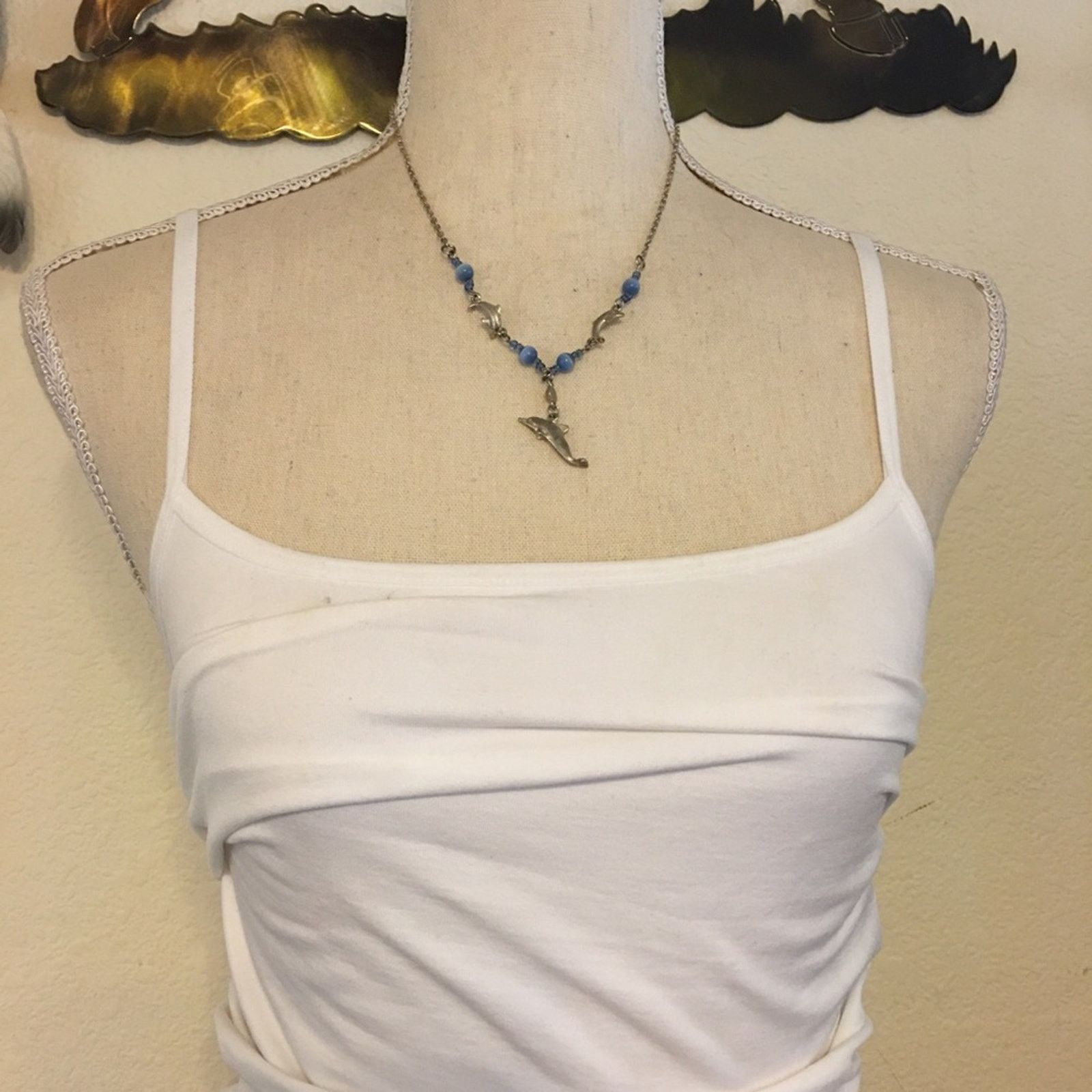 Jewelry JAY silver tone dolphin blue glass bead necklace Size ONE SIZE - 3 Thumbnail