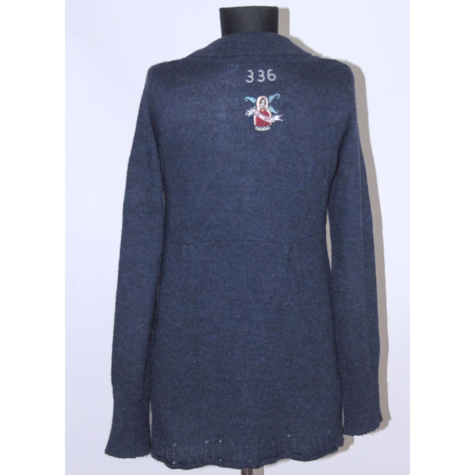 Vintage Odd Molly 336 womens navy alpaca wool cardigan wrap robe Size 2 M Blue Cardigan Womens 2 M Size XS / US 0-2 / IT 36-38 - 5 Thumbnail