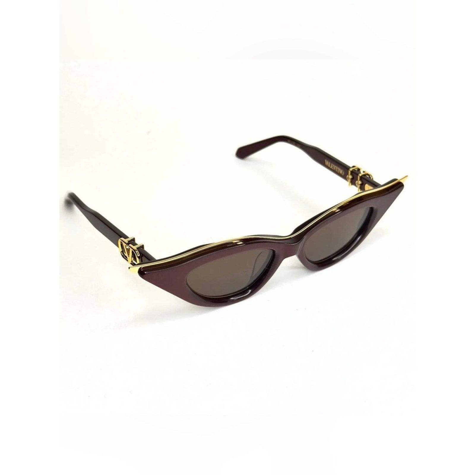 Valentino New Valentino VLS 114B Burgundy Cat-Eye Sunglasses Authentic Size ONE SIZE - 11 Thumbnail