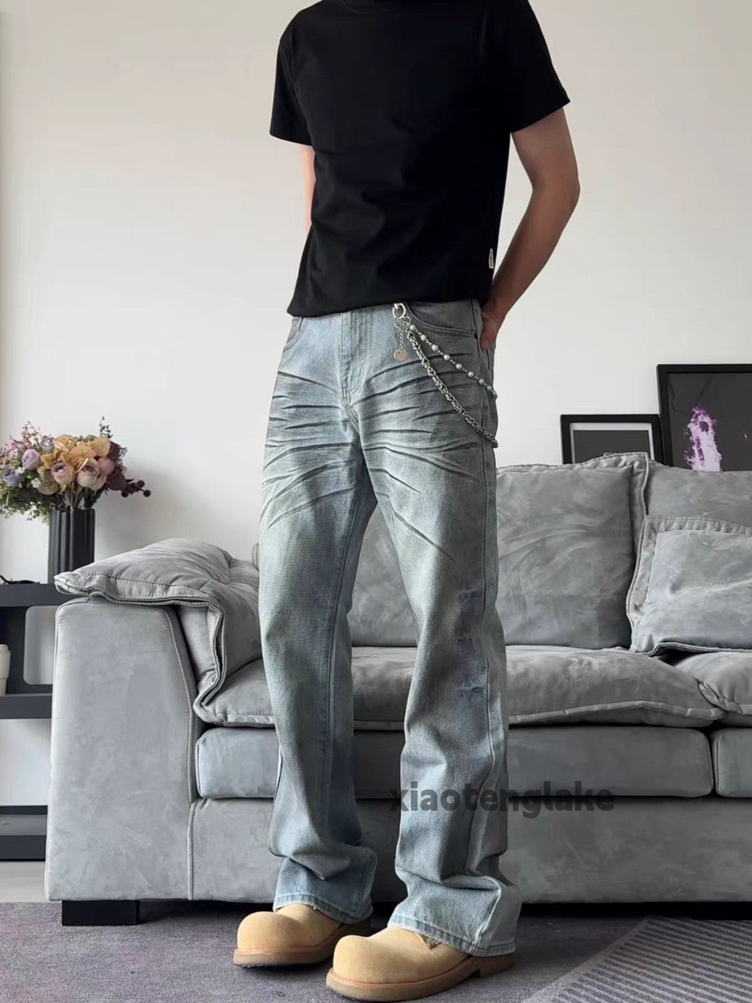 Jean × Vintage Unisex washed faded cleanfit punk grunge bootcut jeans Size US 32 / EU 48 - 4 Thumbnail