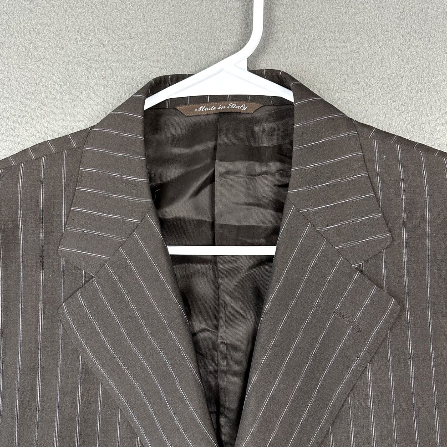 Canali Canali Blazer Wool Stripe Brown 42L Single-Breasted Notch Lapel Men Regular EUC XS? Size 42R - 4 Thumbnail