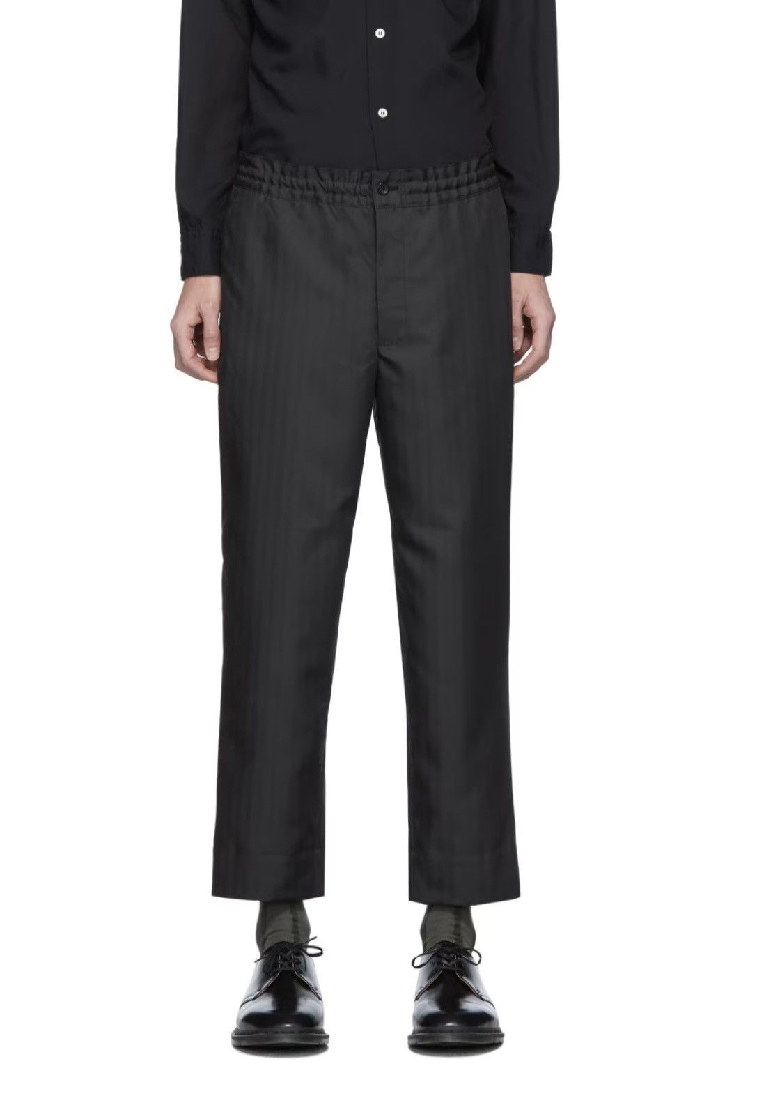 Comme des Garcons Homme Deux COMME DES GARÇONS HOMME DEUX Black Herringbone Trousers NEW Size US 32 / EU 48 - 1 Thumbnail