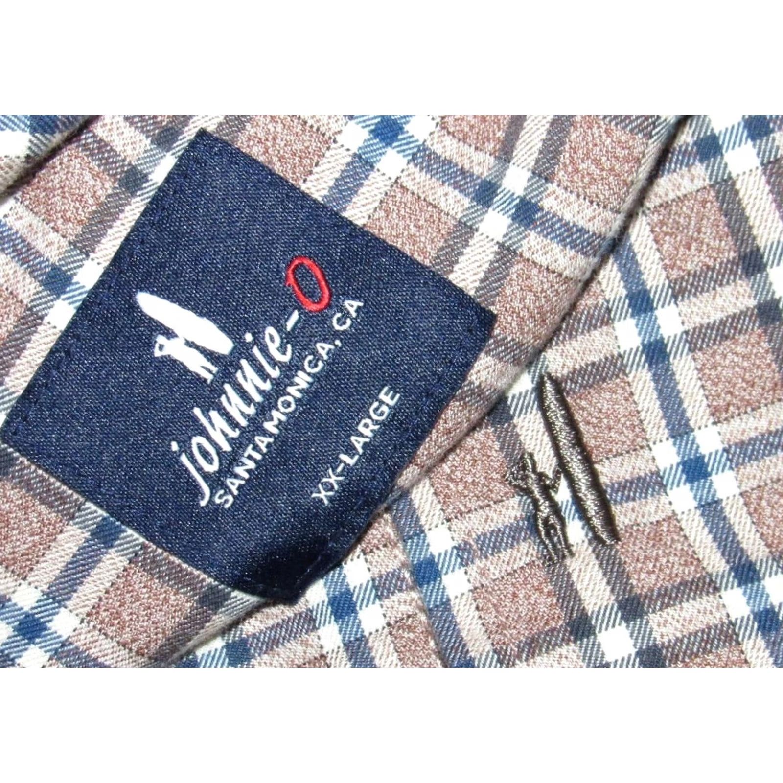 johnnie-O JOHNNIE O Blue Brown Plaid Long Sleeve Button Down Shirt XXL Men Size US XXL / EU 58 / 5 - 3 Thumbnail