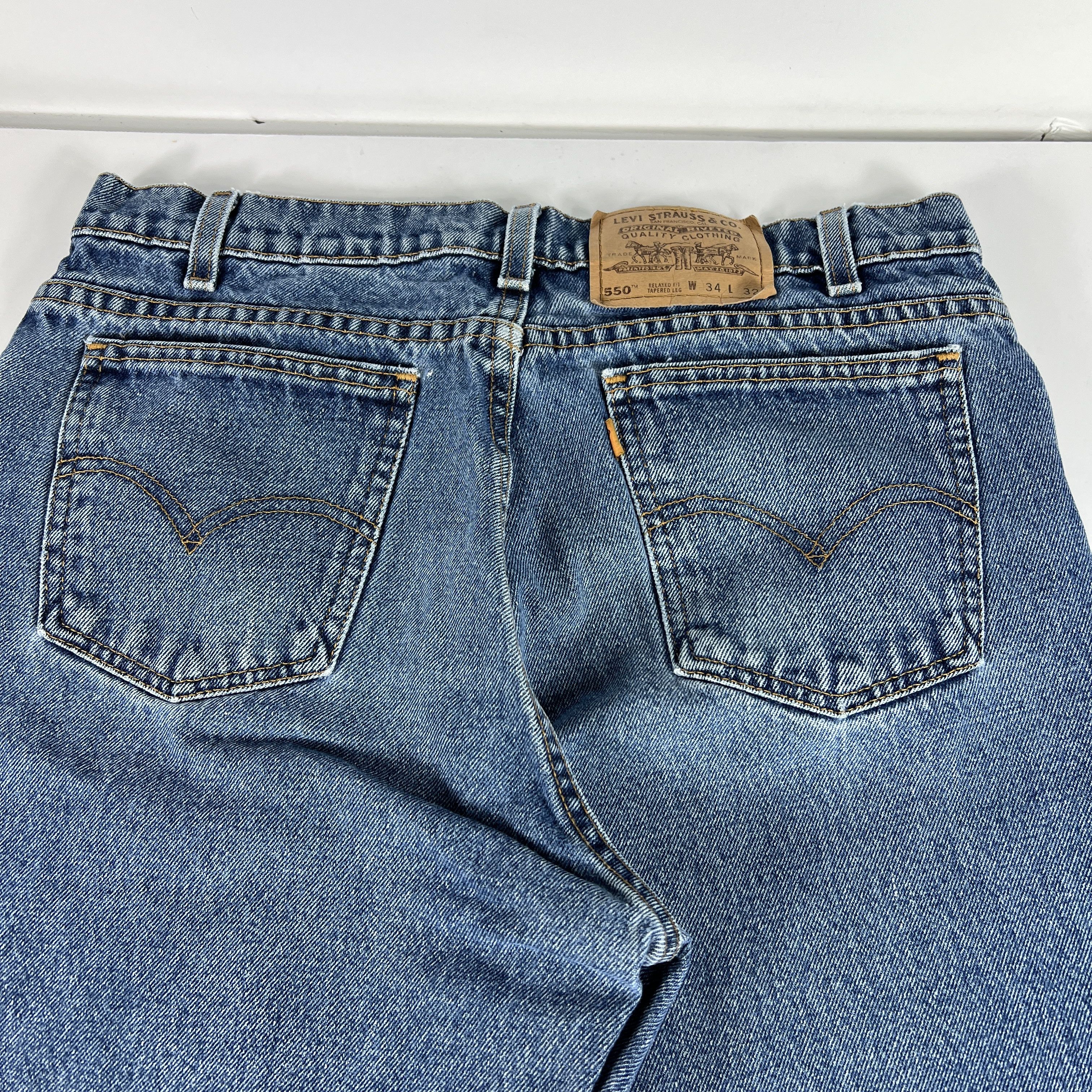 Levi's × Vintage VTG 90s Levi's Jeans 550 Relaxed Blue Faded Denim Orange Tab Size US 33 - 11 Thumbnail