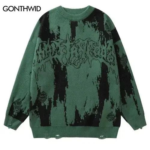 Japanese Brand Hip Hop Ripped Sweaters Grunge Y2K Vintage Size US M / EU 48-50 / 2 - 4 Thumbnail