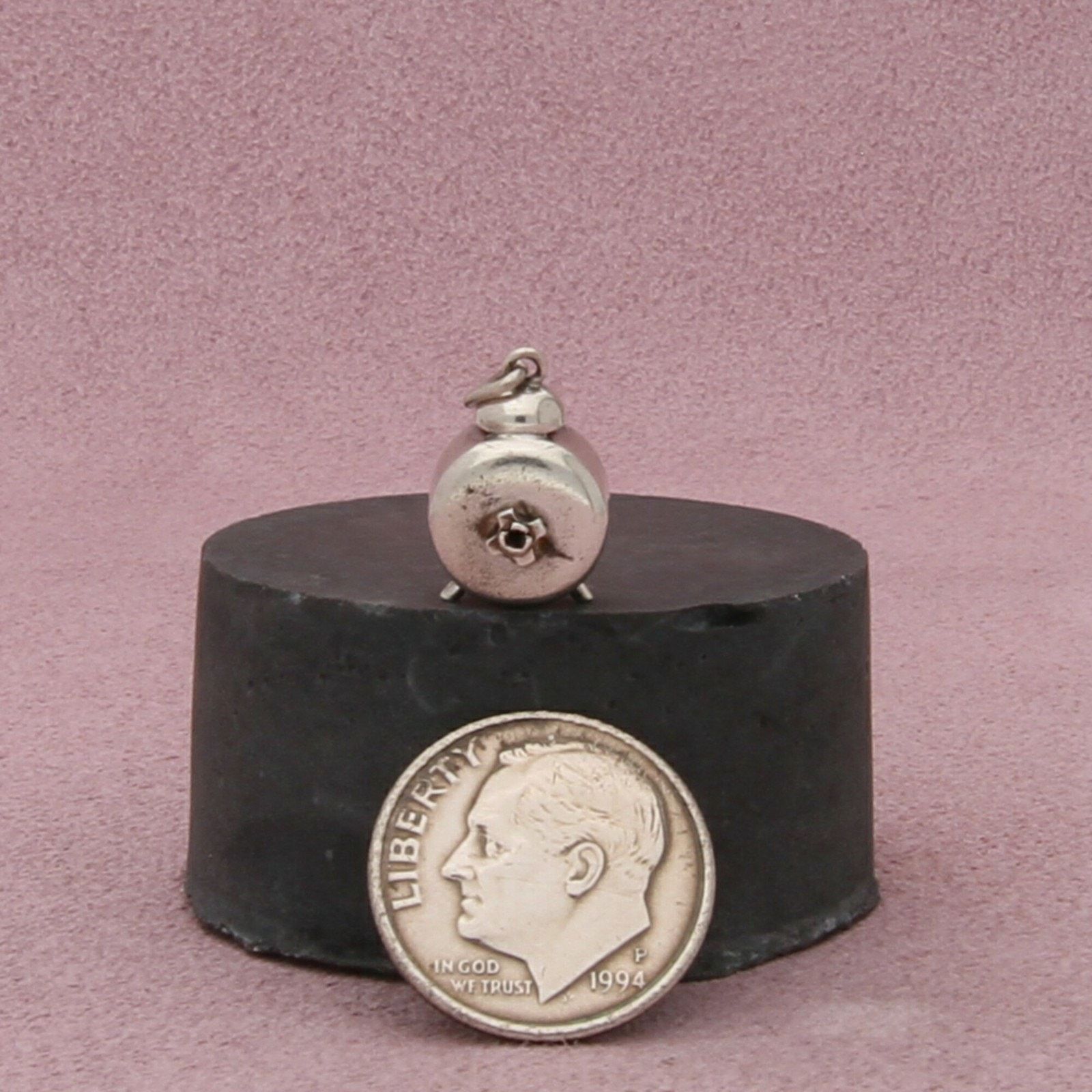 Sterling Silver sterling silver vintage 3d alarm clock charm pendant Size ONE SIZE - 2 Thumbnail
