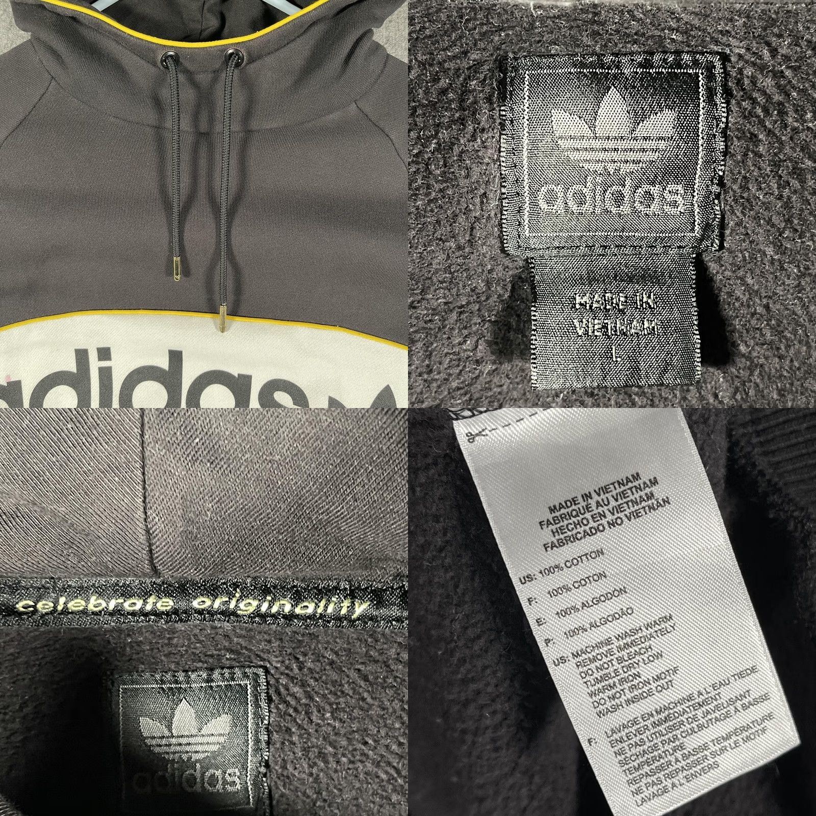 Adidas Adidas Originals Hoodie Mens Large Black Trefoil Logo Pullover Fleece Stripe Size US L / EU 52-54 / 3 - 8 Thumbnail