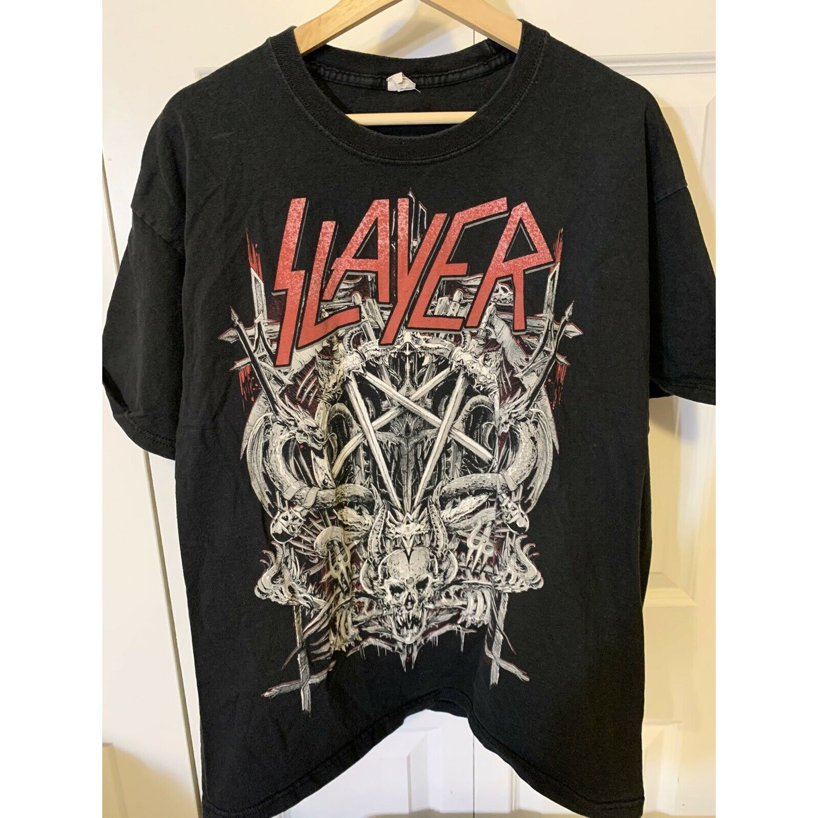 SLAYER Heavy Metal Rock t shirt Men's Sz XL Black Red 2012, image size:1600x1600