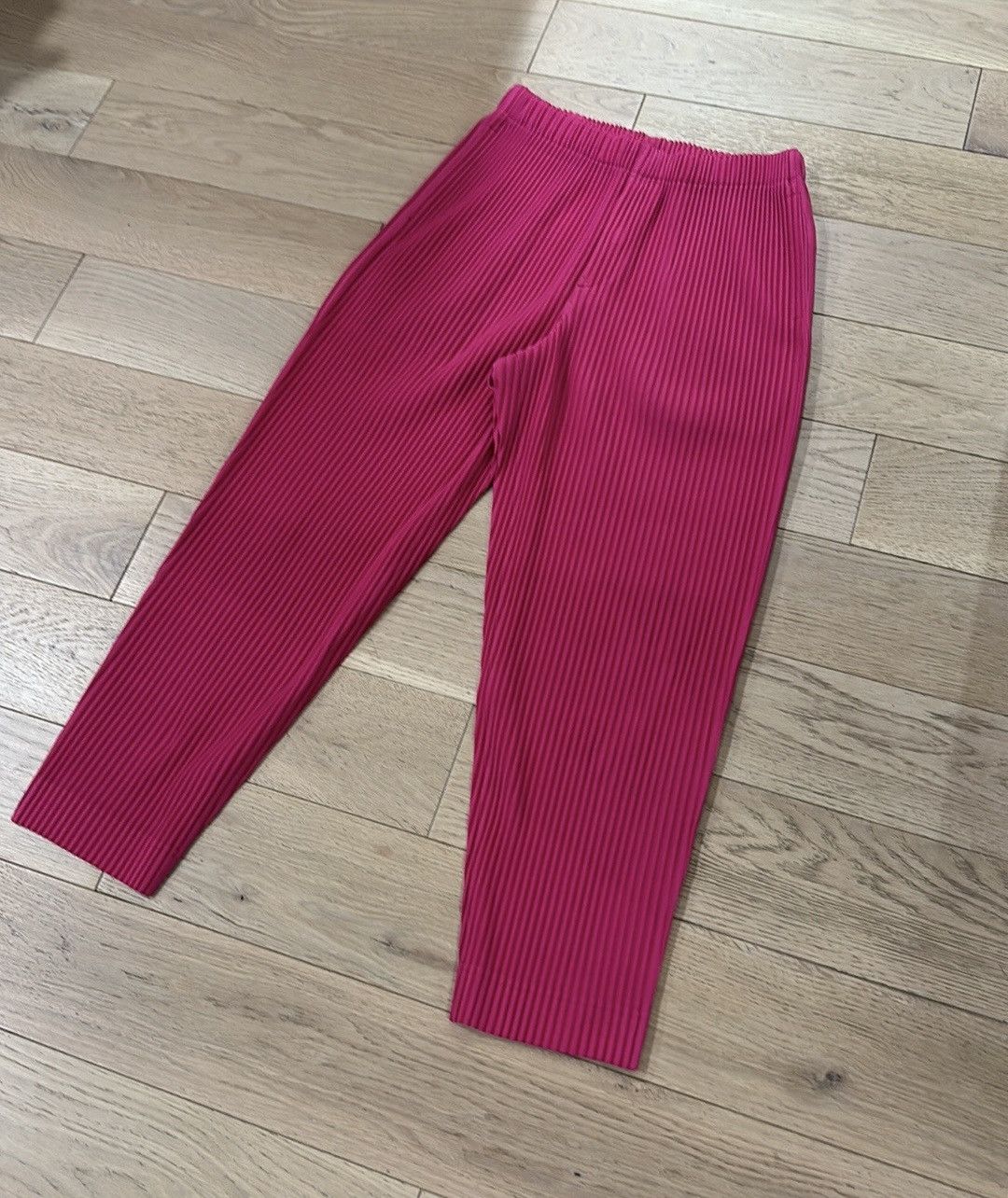 image of Homme Plisse Issey Miyake June Trousers Tapered Pleats Pants in Pink, Men's (Size 30)