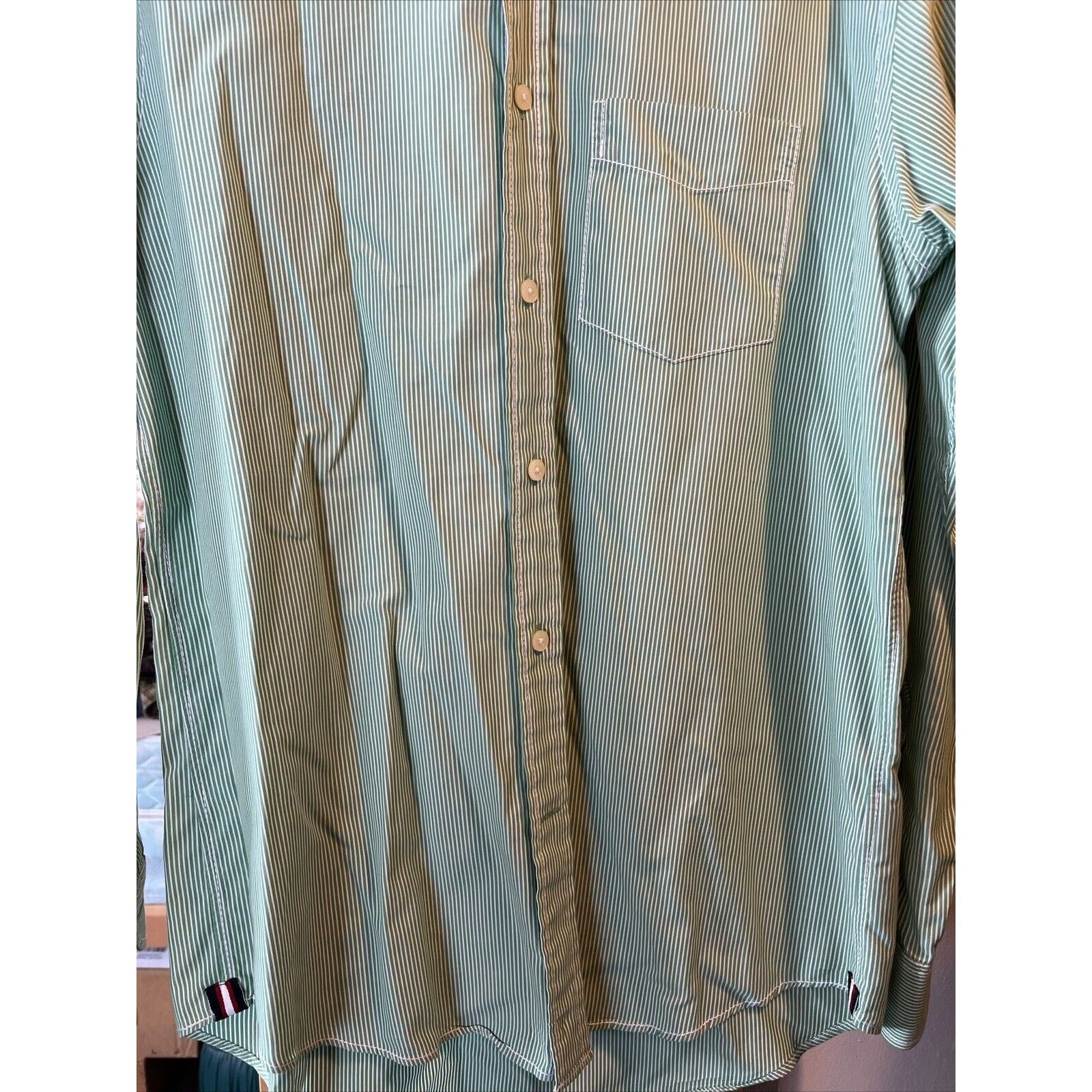 Tommy Hilfiger Tommy Hilfiger Men’s S Green Striped Trim Fit cotton Shirt Size US S / EU 44-46 / 1 - 8 Thumbnail