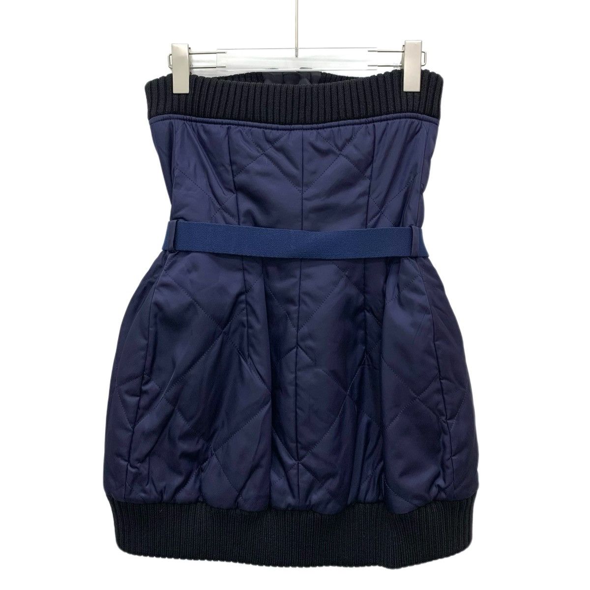 Miu Miu Miu Miu Dark Blue Belted Zip Strapless Dress K26WX Size M / US 6-8 / IT 42-44 - 2 Thumbnail