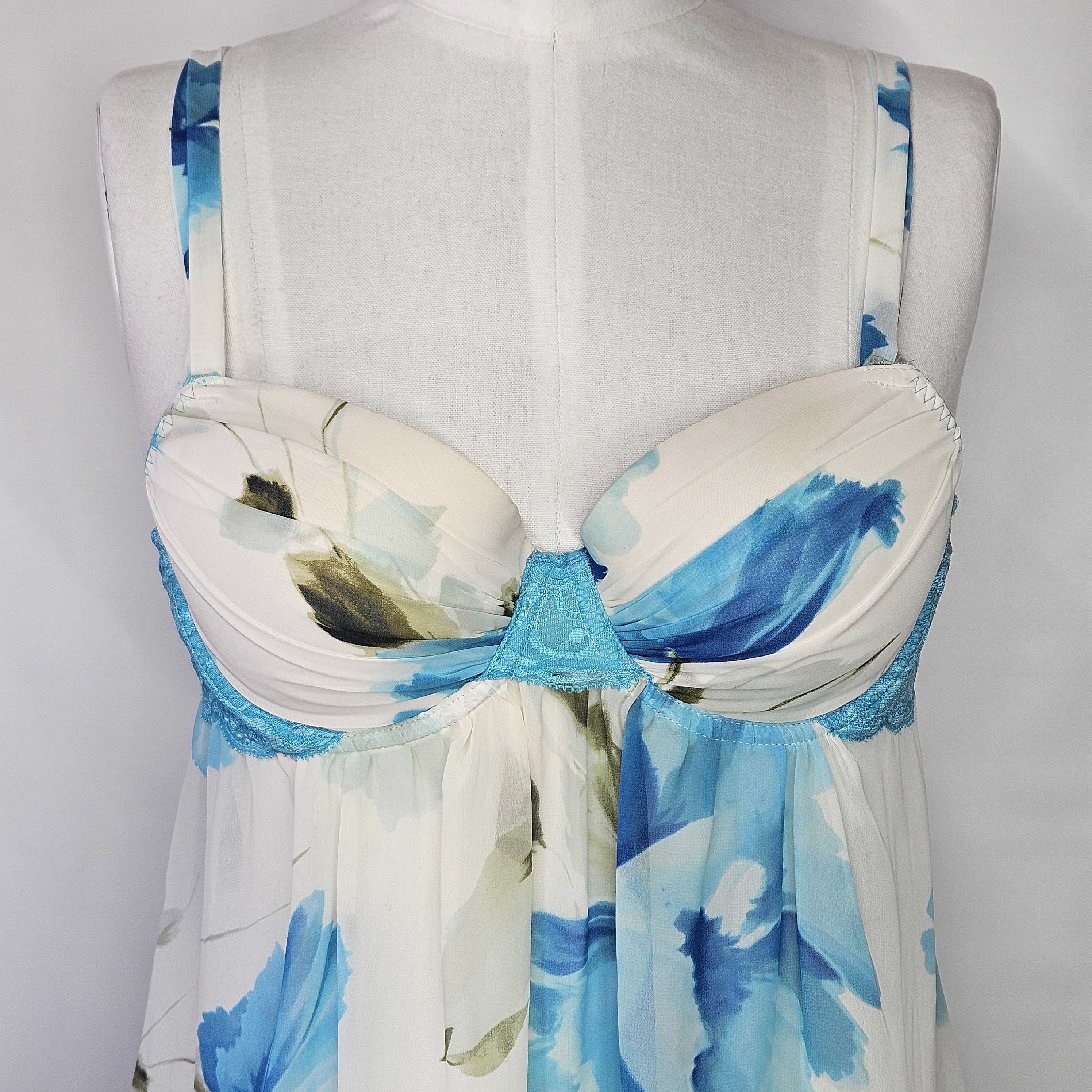 Other In Bloom Size L 2 Pc. Teddy & Robe Floral Chiffon Cream Bl Size ONE SIZE - 9 Thumbnail