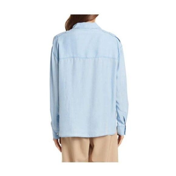 Stella McCartney Stella McCartney Womens Blue Silk Collared Long Sleeve Butto Size L / US 10 / IT 46 - 3 Thumbnail