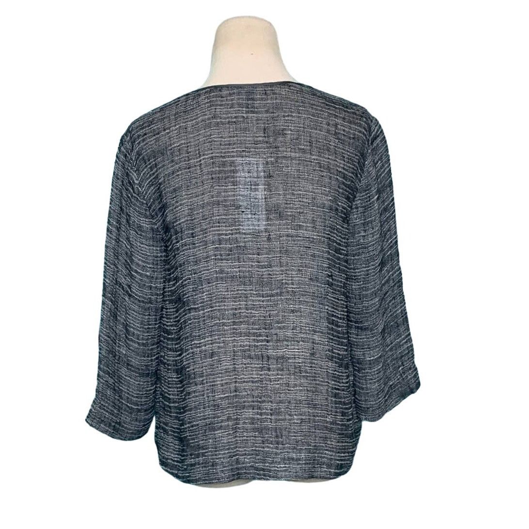Eileen Fisher Eileen Fisher black linen open kimono jacket size XXS Size XXS / US 00 / IT 34 - 2 Thumbnail