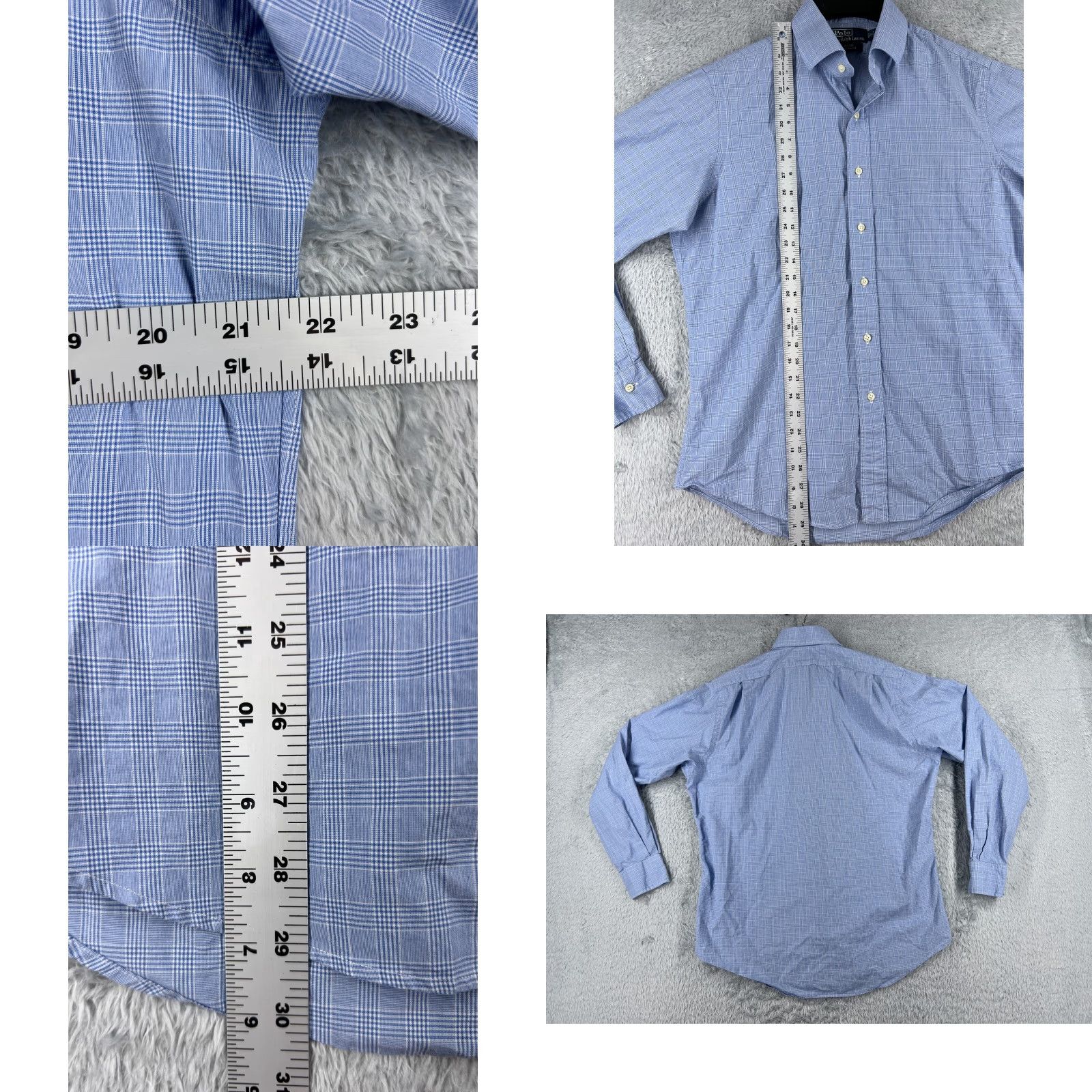 Polo Ralph Lauren VINTAGE Polo Ralph Lauren Button-Up Shirt Adult 16 Blue Plaid Cotton Custom Fit 34-35 Mens Size US L / EU 52-54 / 3 - 8 Thumbnail