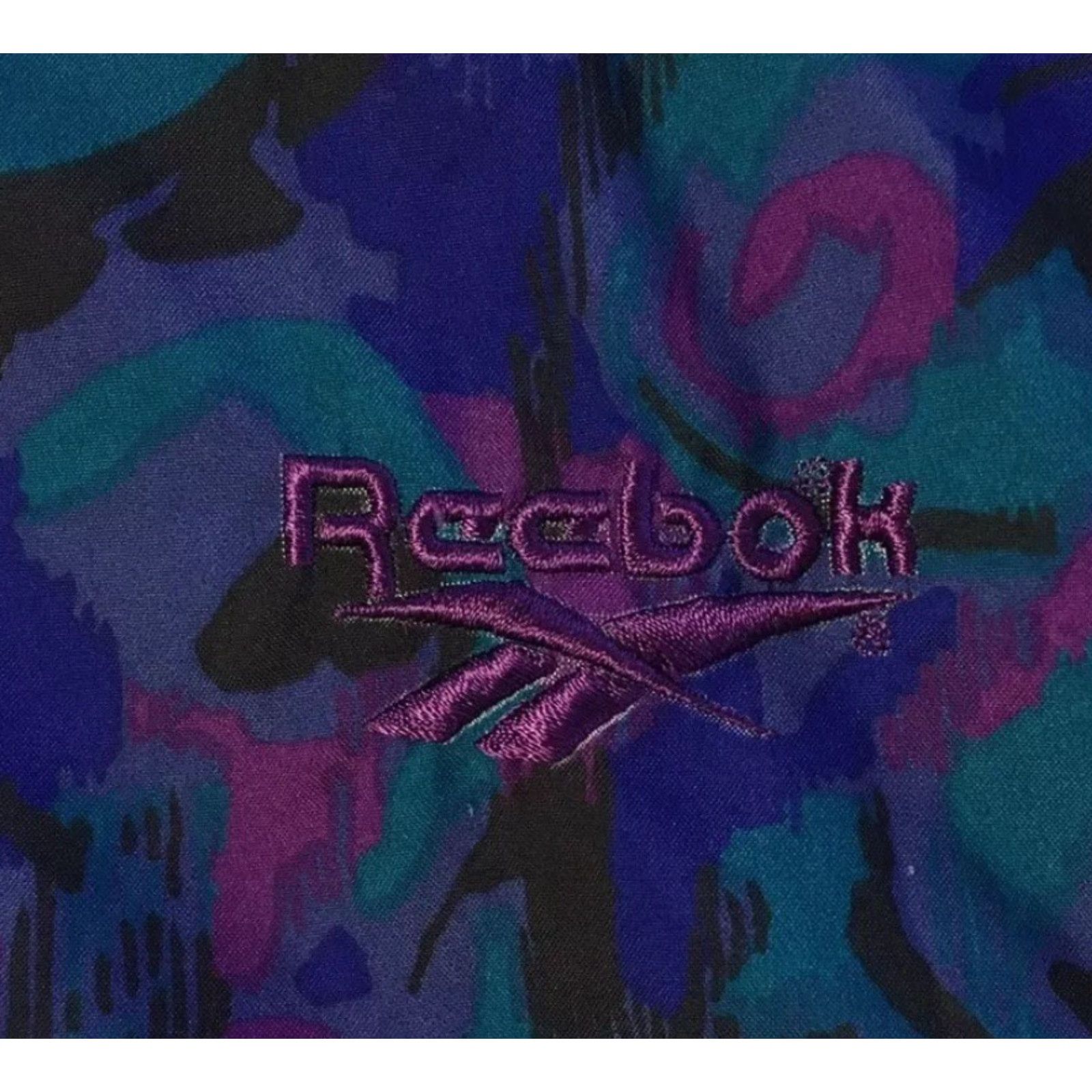 Reebok Vtg 90s Reebok Abstract Art AOP Bomber Jacket L Blue Women Shirt Windbreaker Vintage 90s Vaporwave Art Baroque Graphic Spotlight Womens Size L / US 10 / IT 46 - 2 Thumbnail