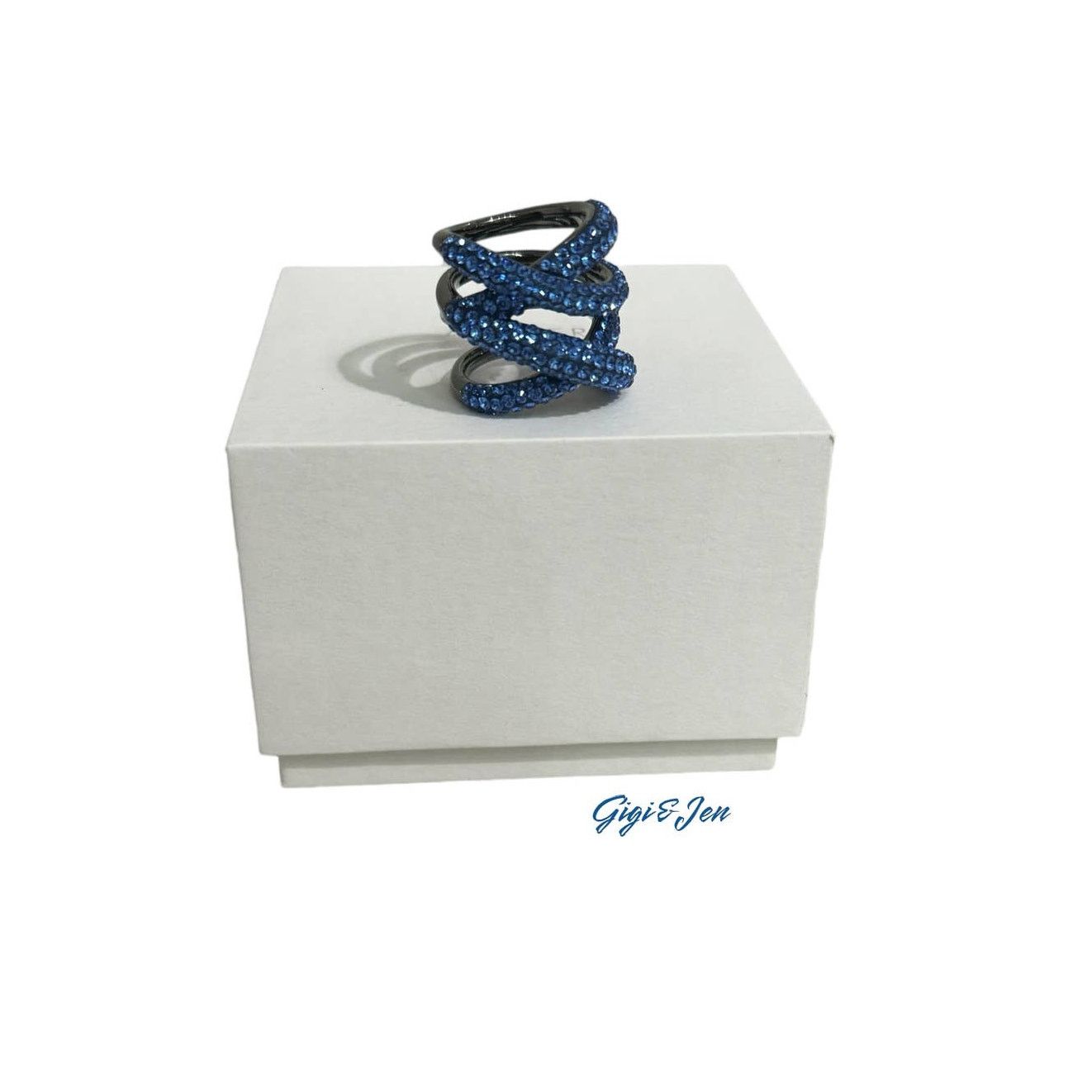 Swarovski Swarovski Atelier Tigris Blue Ruthenium plated Size 52 USA/6 Size ONE SIZE - 2 Thumbnail