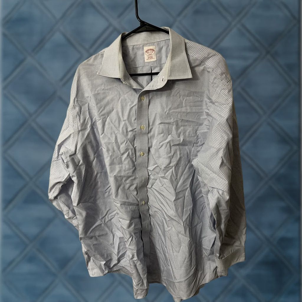 Brooks Brothers VINTAGE Brooks Brothers 346 Shirt Mens 17-4/5 Blue White Gingham Check L/S Size US XXL / EU 58 / 5 - 1 Thumbnail