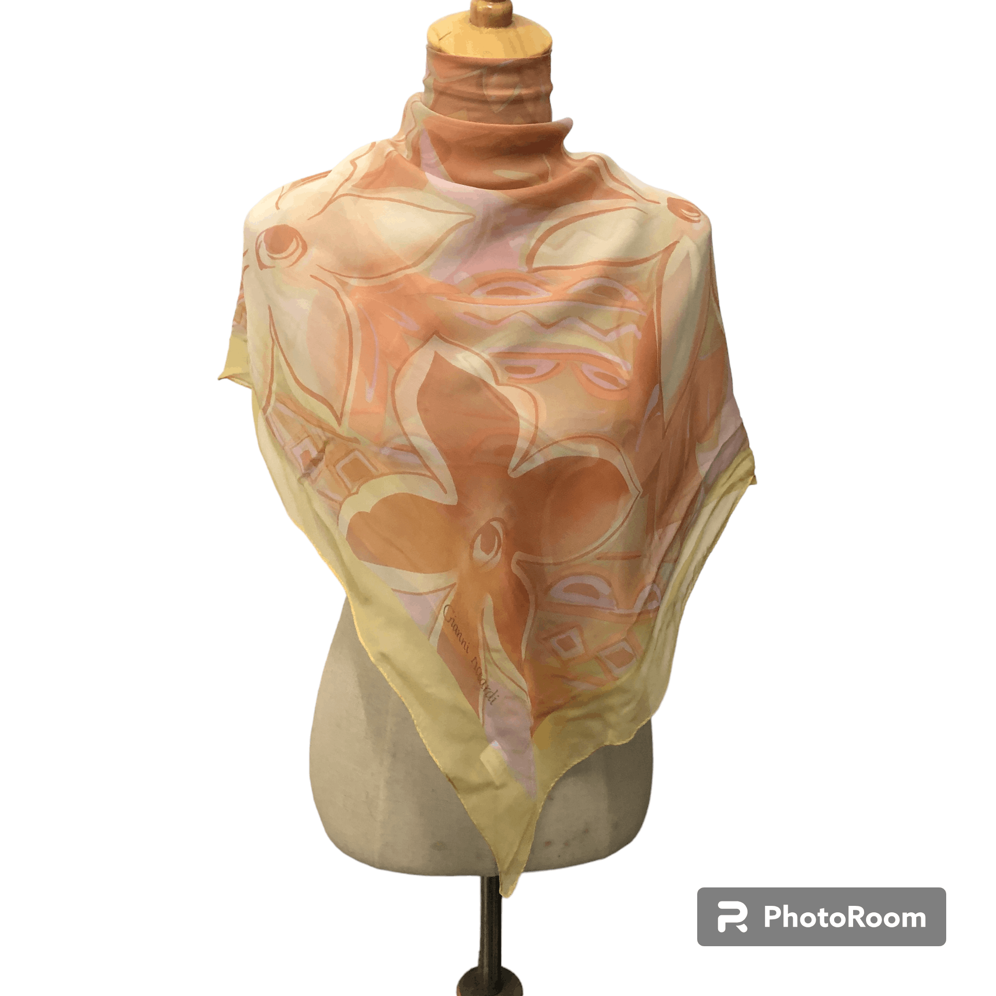 Vintage Gianni Accardi Floral Hand Rolled Silk Scarf M1078 Size ONE SIZE - 1 Thumbnail