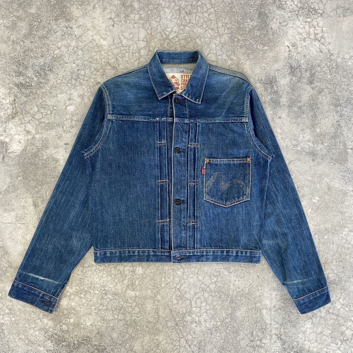 Evisu VTG 90’s Evis Type 1 Cinch Back Pleated Denim Jacket Size US S / EU 44-46 / 1 - 2 Thumbnail