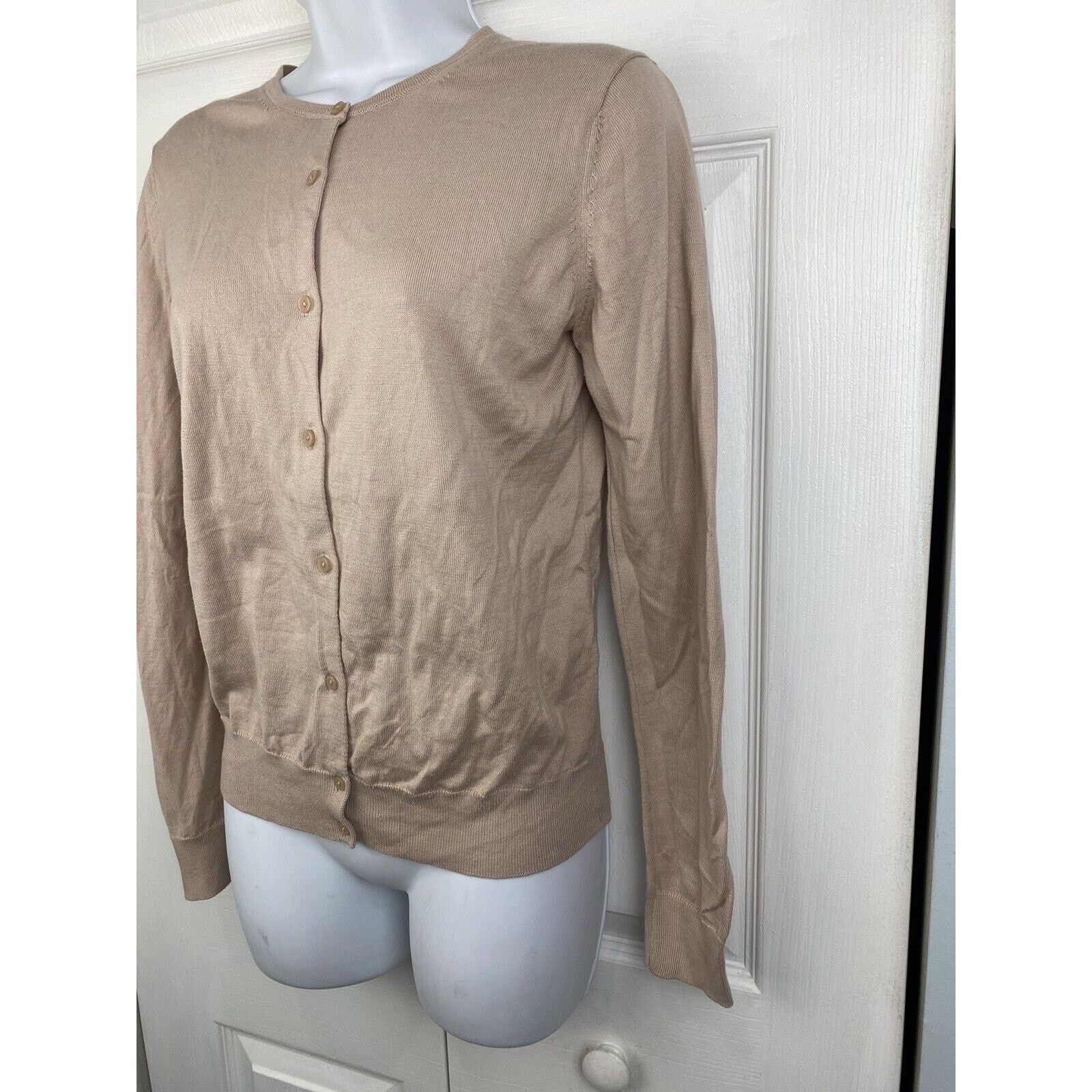 Uniqlo Uniqlo Beige 100% Cotton Button Up Cardigan Sweater Size S / US 4 / IT 40 - 2 Thumbnail