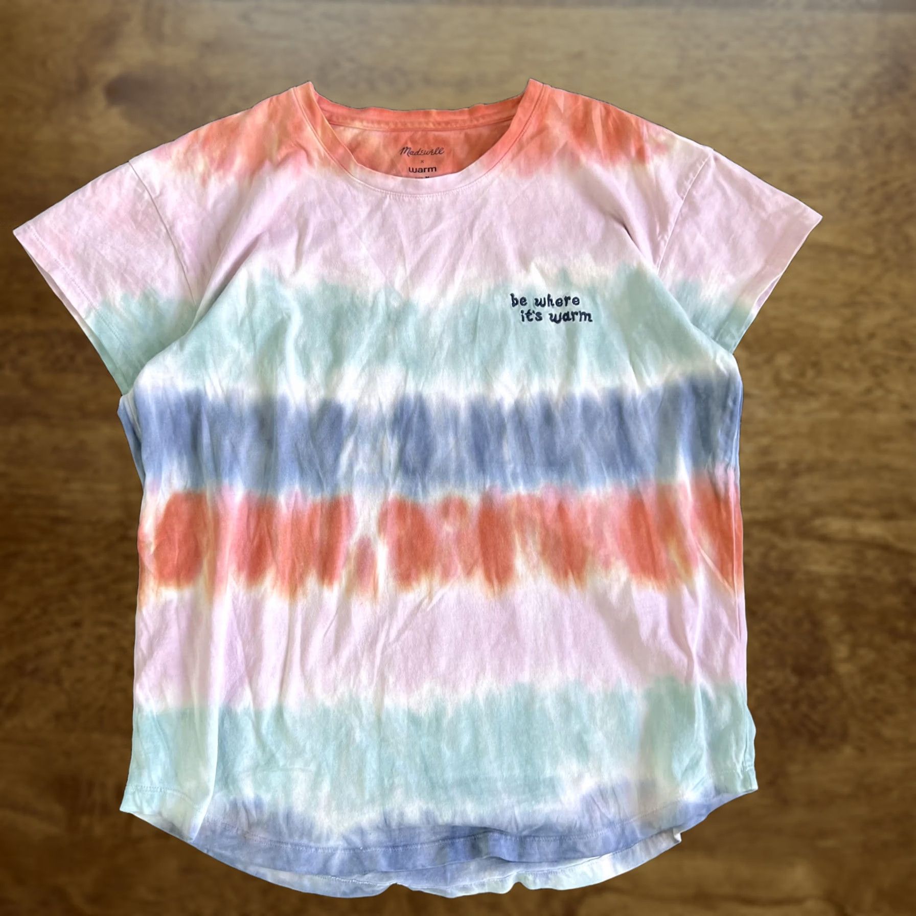 Madewell Madewell X Warm Shirt Womens T-Shirt Multicolor Tie Dye Embroidered Tee Short Sleeve Crew Neck Size M / US 6-8 / IT 42-44 - 1 Thumbnail