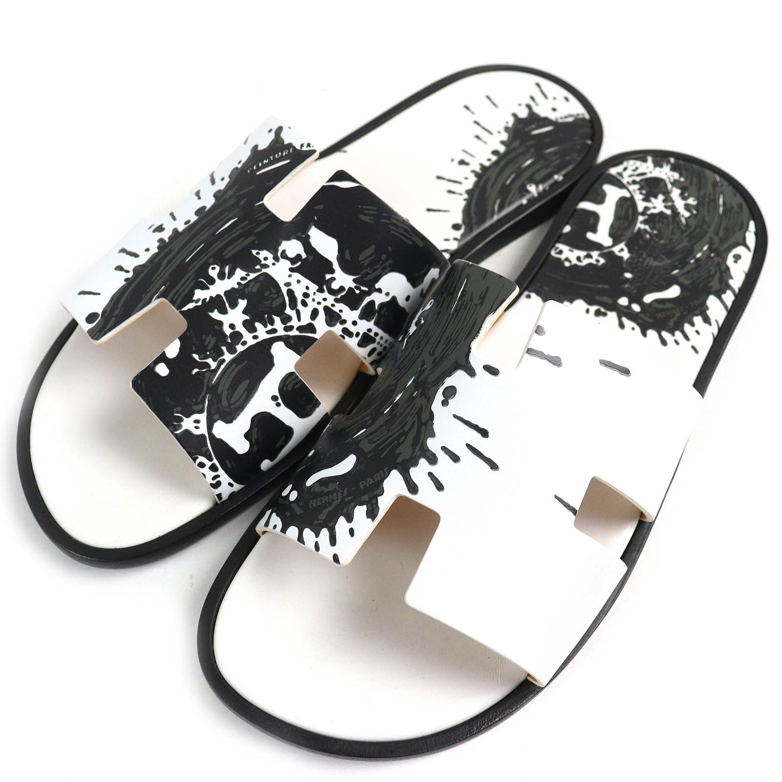 Hermes Hermes Izmir Leather Sandals Leather Shoes in White, Men's