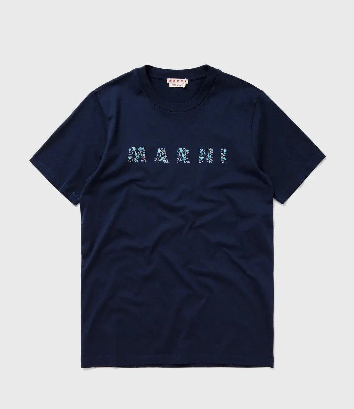 Marni MARNI Mens Size 54 XL Navy Pullover Crew Floral Logo Graphic Size US XL / EU 56 / 4 - 1 Thumbnail