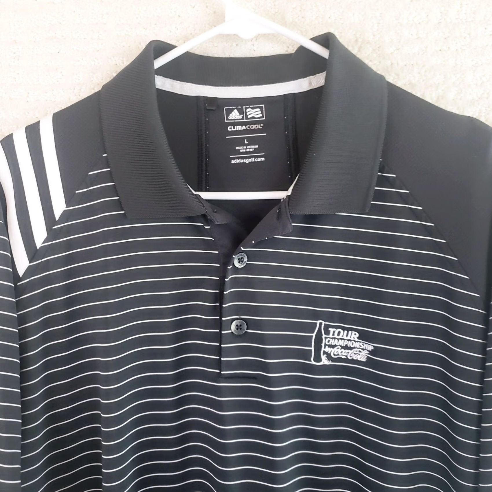 Adidas Adidas Polo Shirt Mens L Black Striped Chest Logo Golf Climacool Short Sleeve Regular Fit Shirt Mens Size US L / EU 52-54 / 3 - 3 Thumbnail