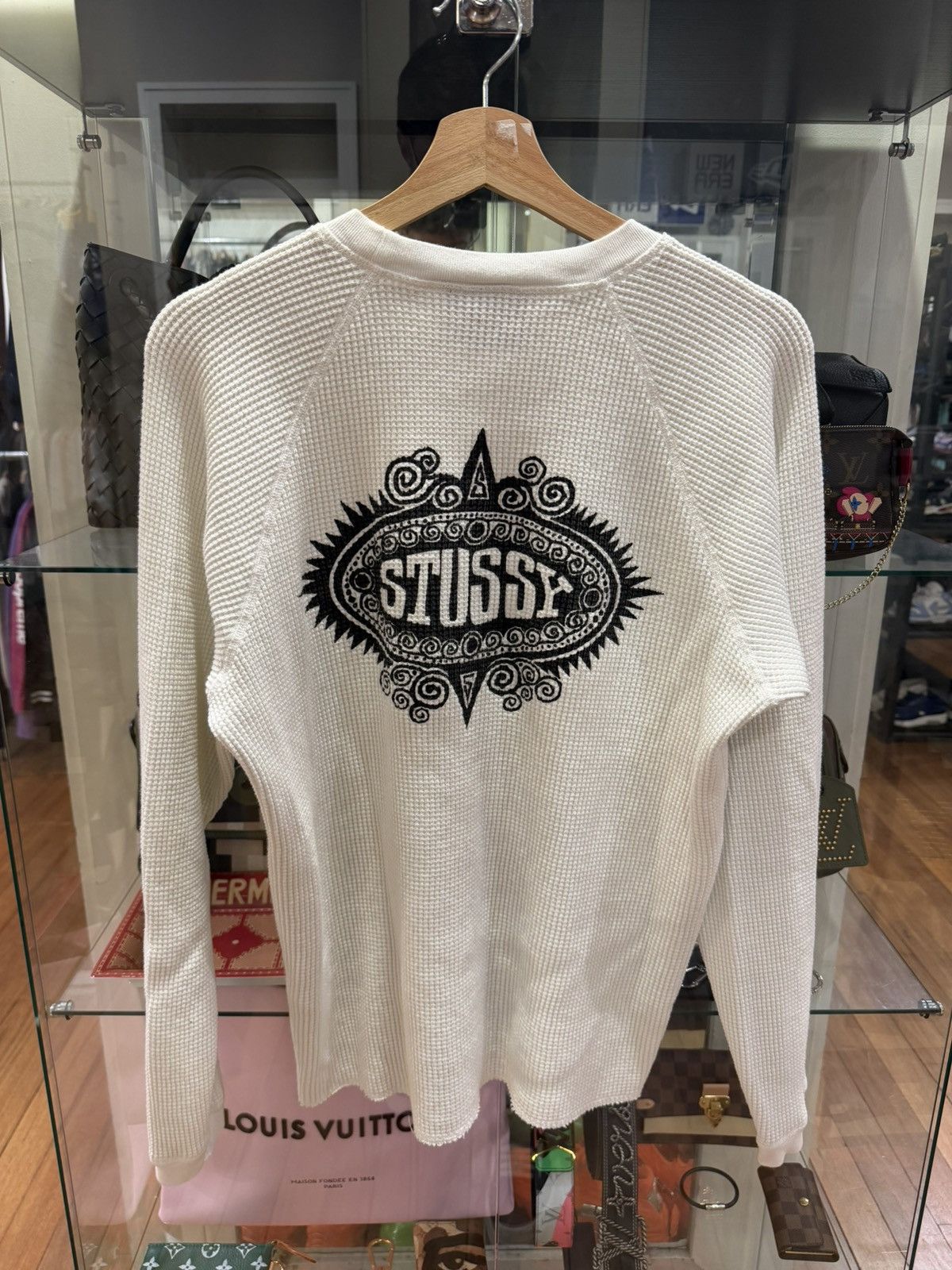 Stussy Stussy Raglan Thermal Waffle LS Shirt - White Size US M / EU 48-50 / 2 - 2 Thumbnail