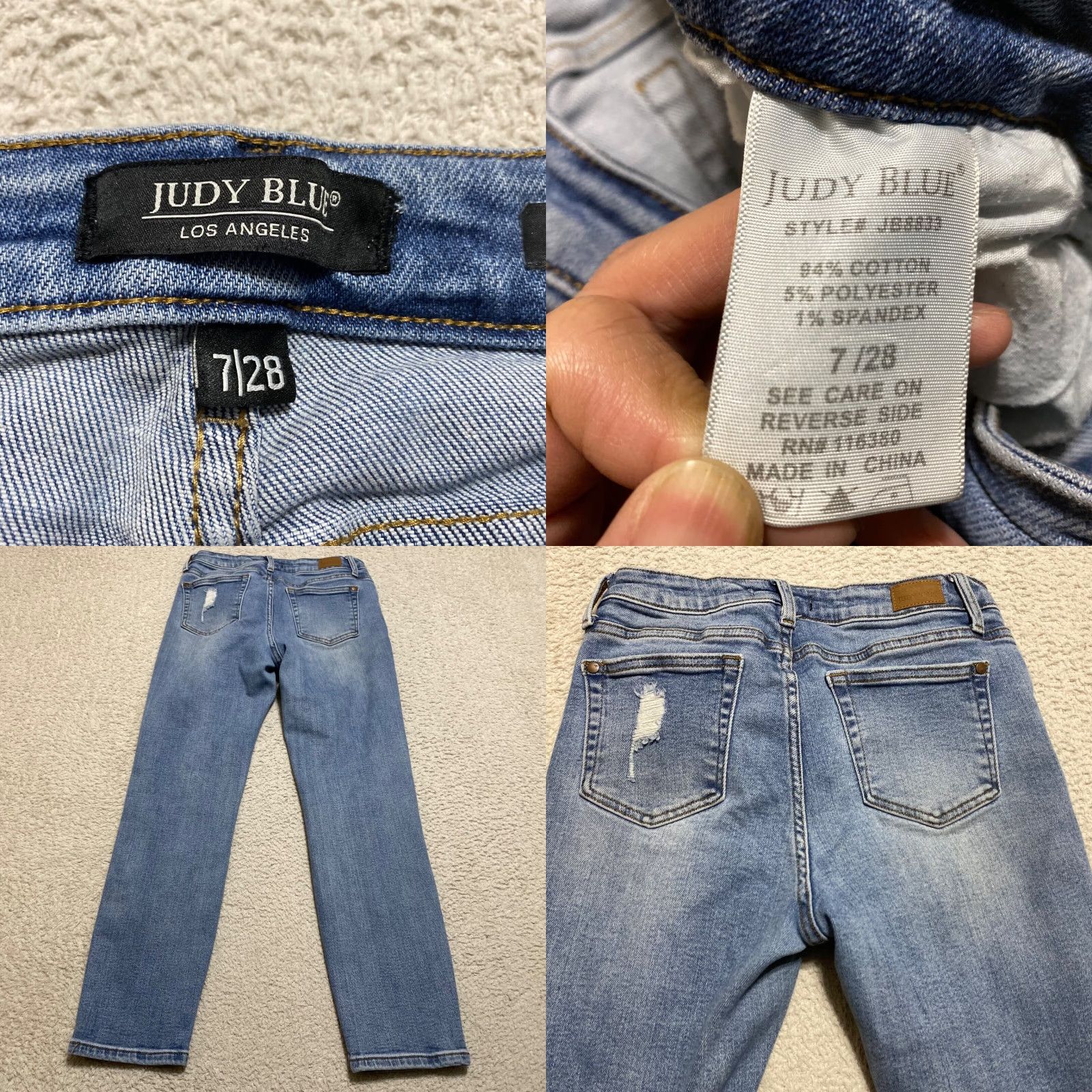 Denime Judy Blue Jeans Womens Jeans Distressed 5-Pocket Skinny Mid Rise Blue Denim Distress Size 34" / US 12 / IT 48 - 8 Thumbnail