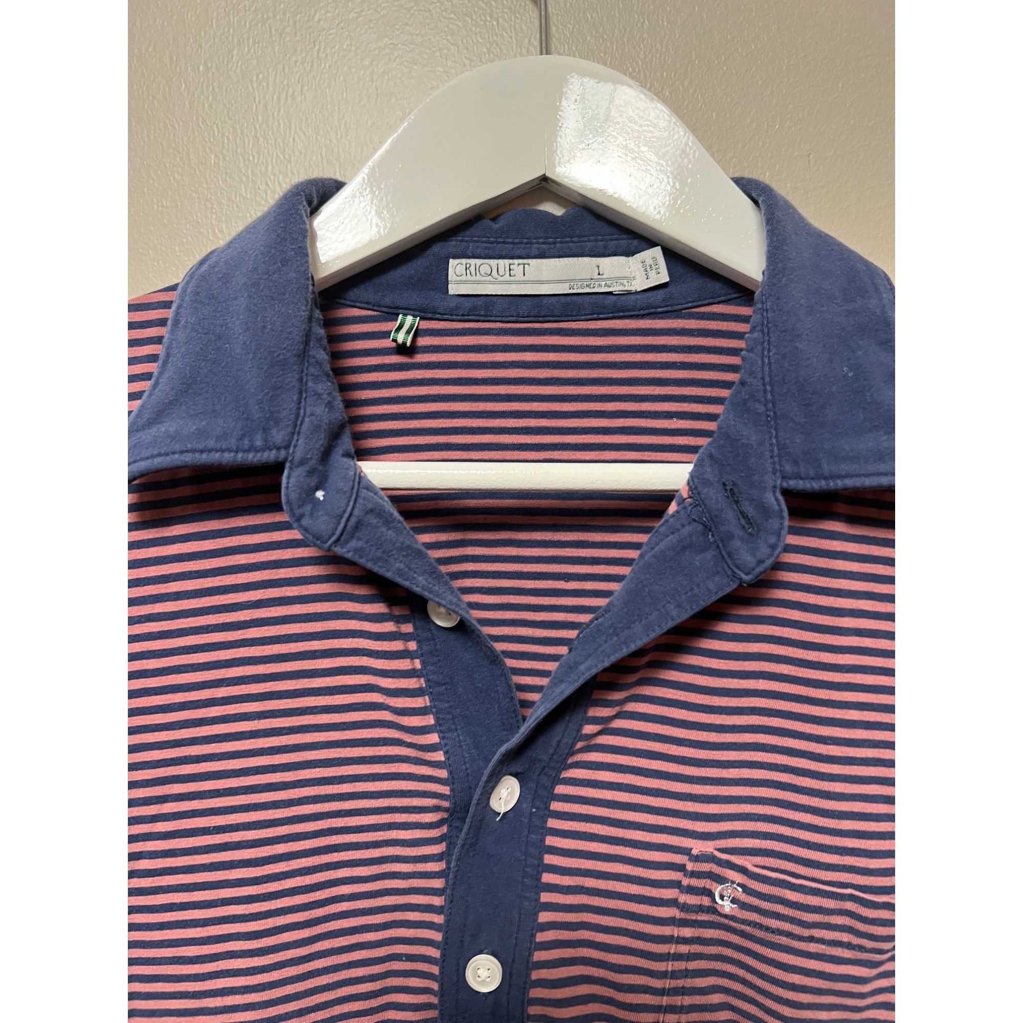 Criquet Criquet Mens Striped Polo Shirt - Size L Size US L / EU 52-54 / 3 - 2 Thumbnail