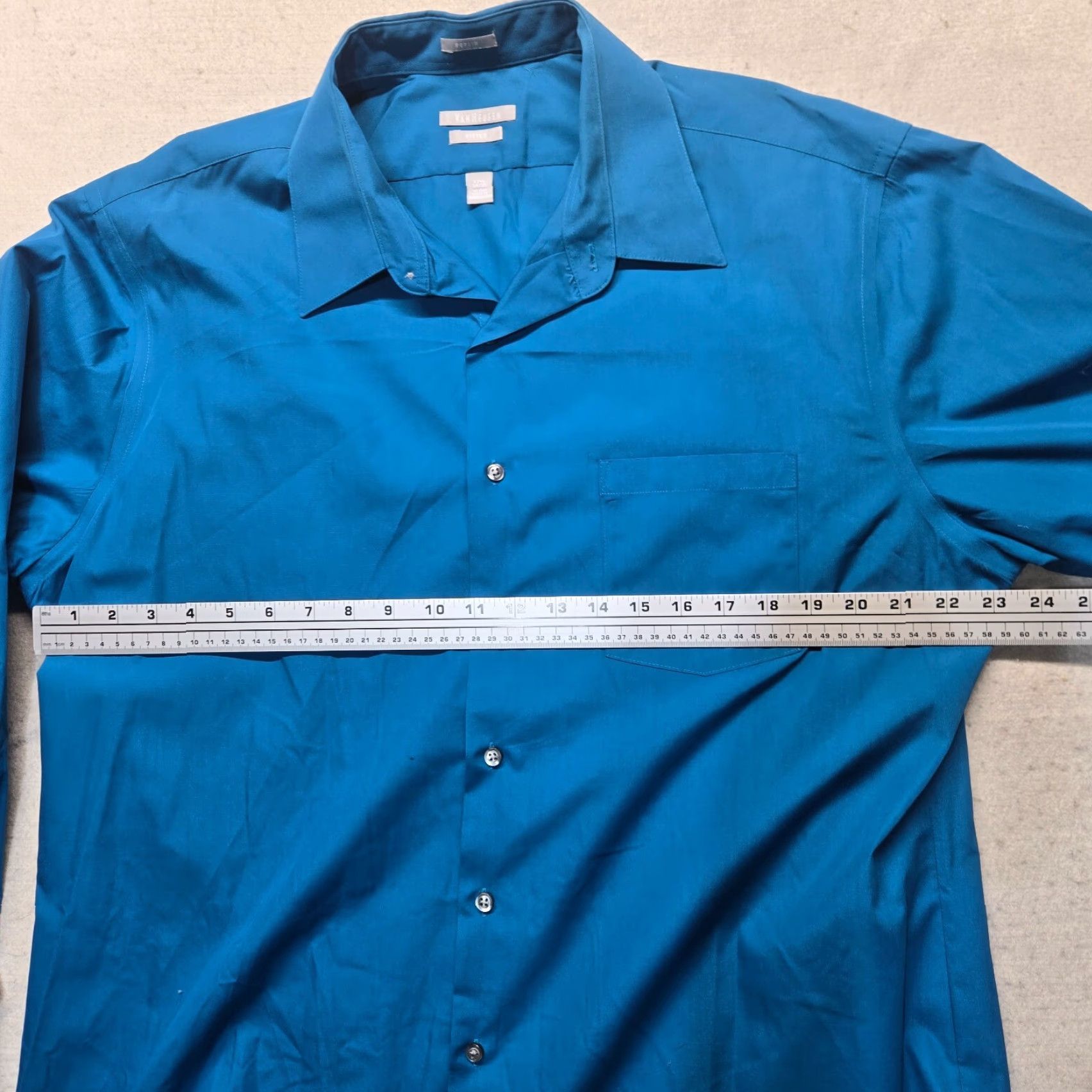 Van Heusen Van Heusen Shirt Mens Slim Solid Blue Poplin Button Up Long Sleeve 17.5 Adult Size US XL / EU 56 / 4 - 4 Thumbnail