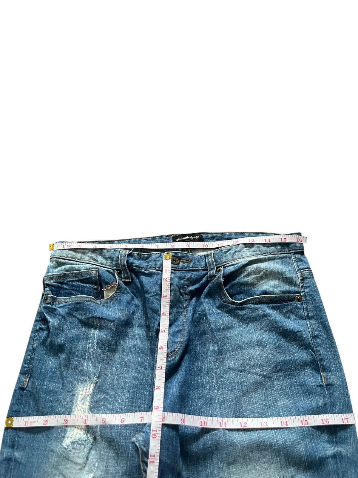 semanticdesign Vintage Semantic Design Faded Wash Distressed Jeans Size 32" / US 10 / IT 46 - 6 Thumbnail