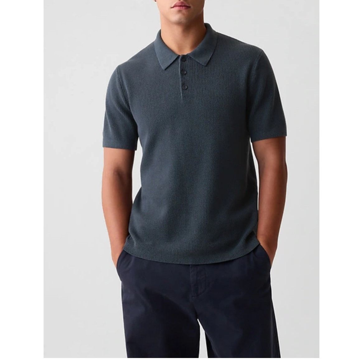 Gap Gap Men - Textured Polo Shirt / Navy / L / NWOT Size US L / EU 52-54 / 3 - 1 Thumbnail