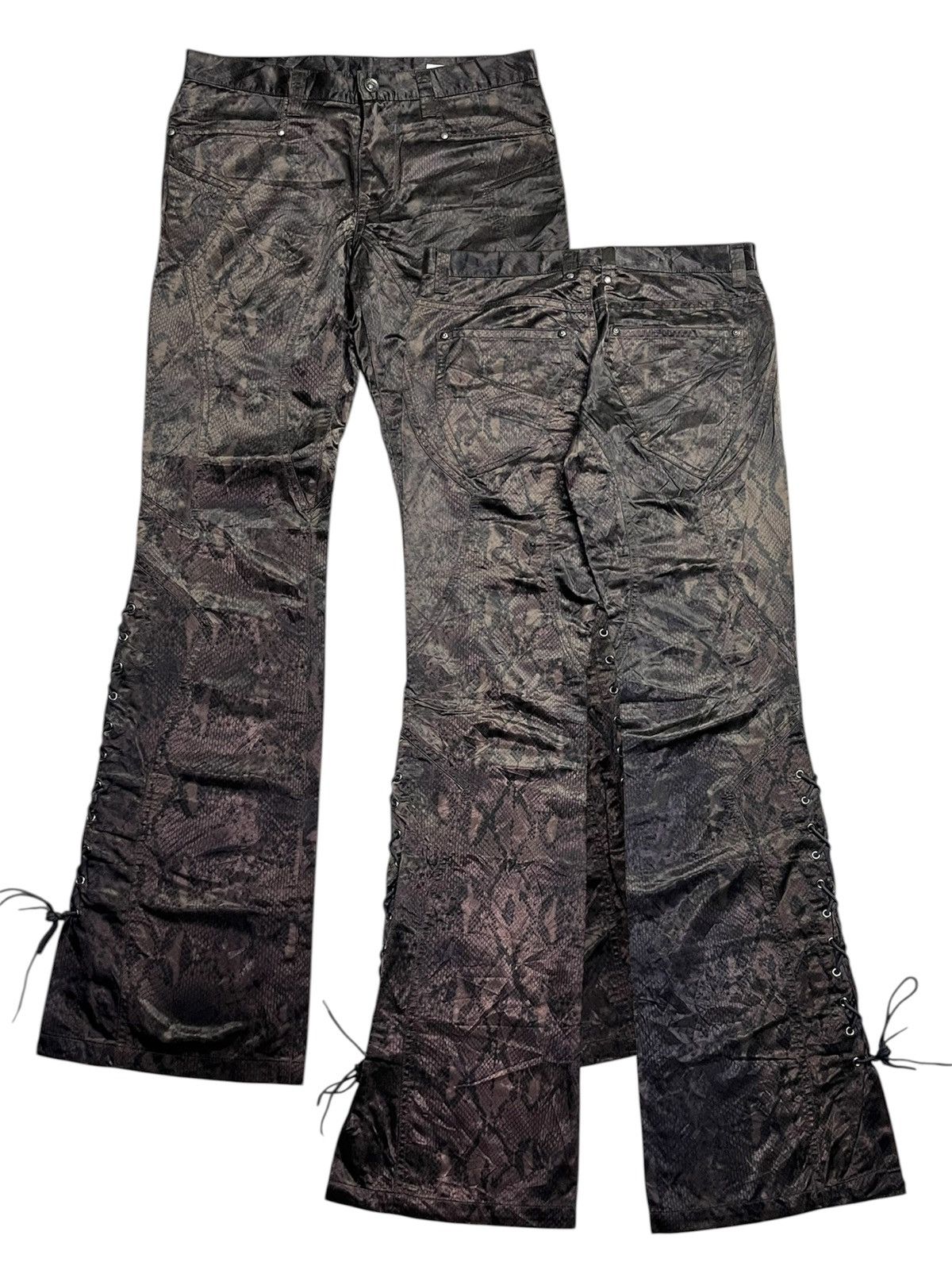 Japanese Brand Semanticdesign Snake skin python Flare Laces Pant Size US 30 / EU 46 - 1 Thumbnail