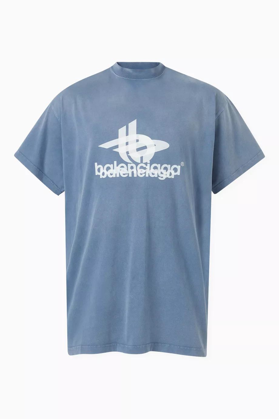 国内発送☆BALENCIAGA☆Oversized T-Shirt/BLUE ロゴプリント Balenciaga - Oversized Logo-Print Cotton-Jersey T-Shirt