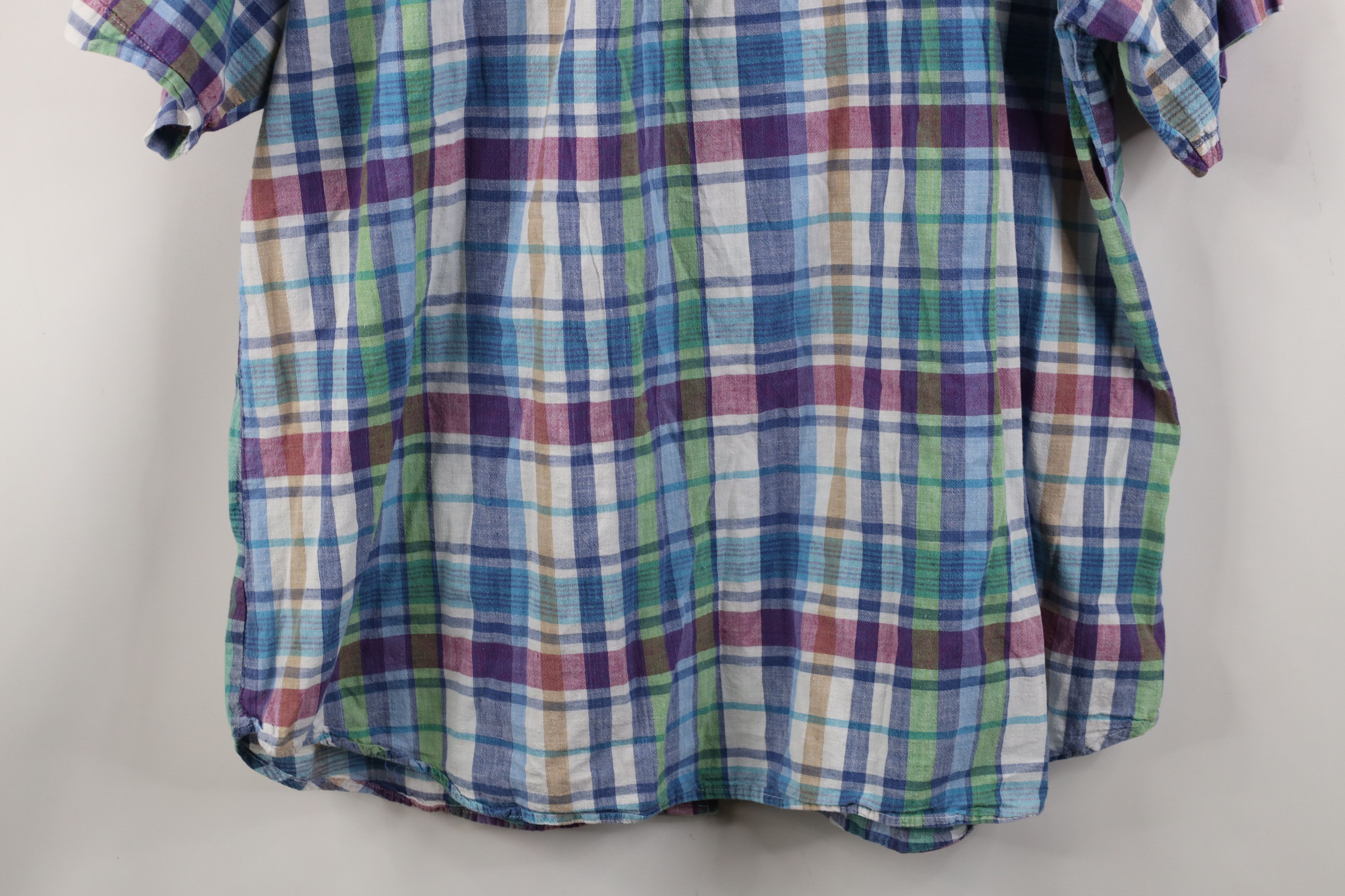 Vintage Vintage 90s Streetwear Madras Plaid Button Down Shirt Size US XXL / EU 58 / 5 - 12 Thumbnail