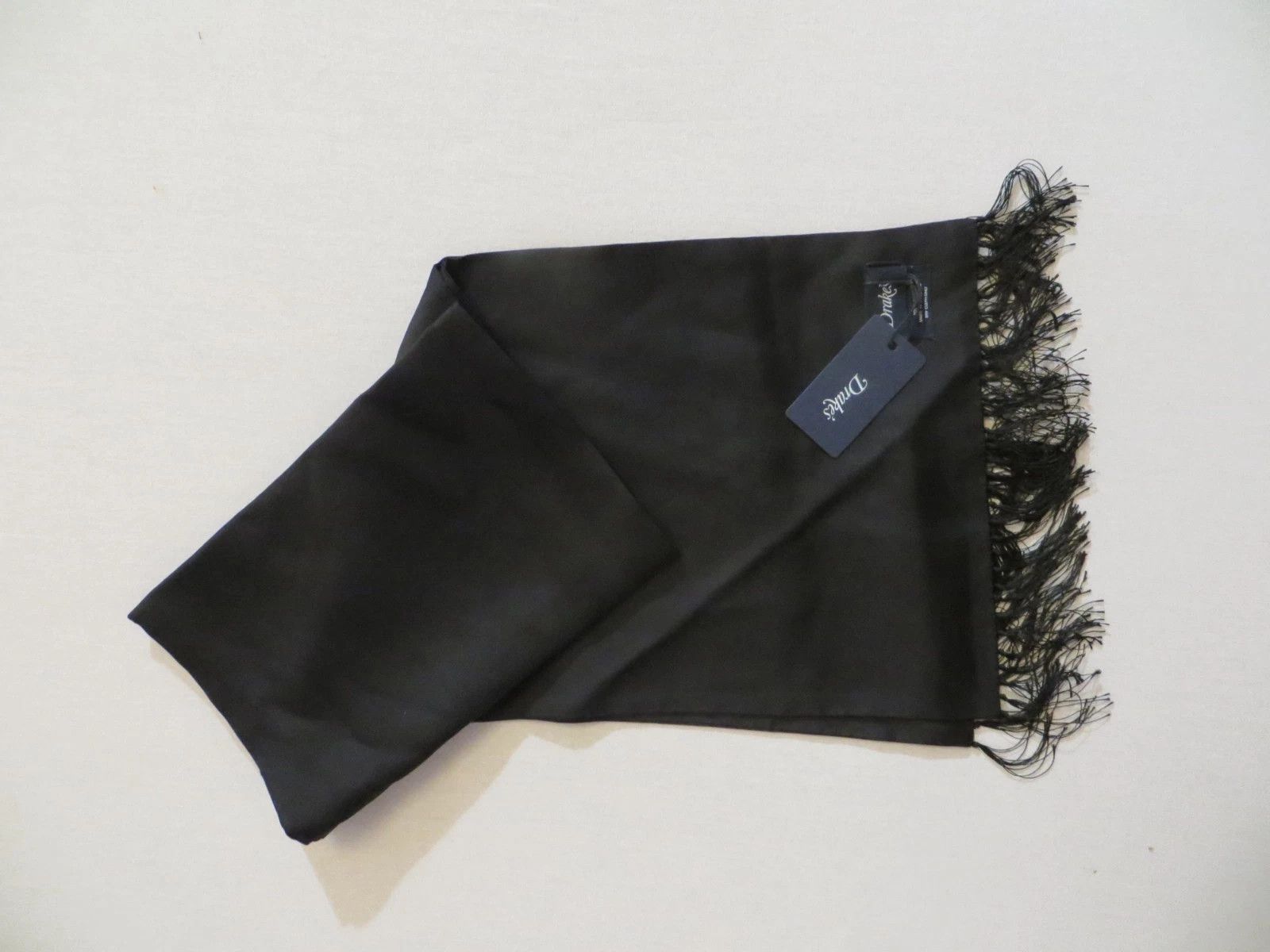 Drake's BLACK 100% SILK EVENING DINNER SCARF Size ONE SIZE - 5 Thumbnail