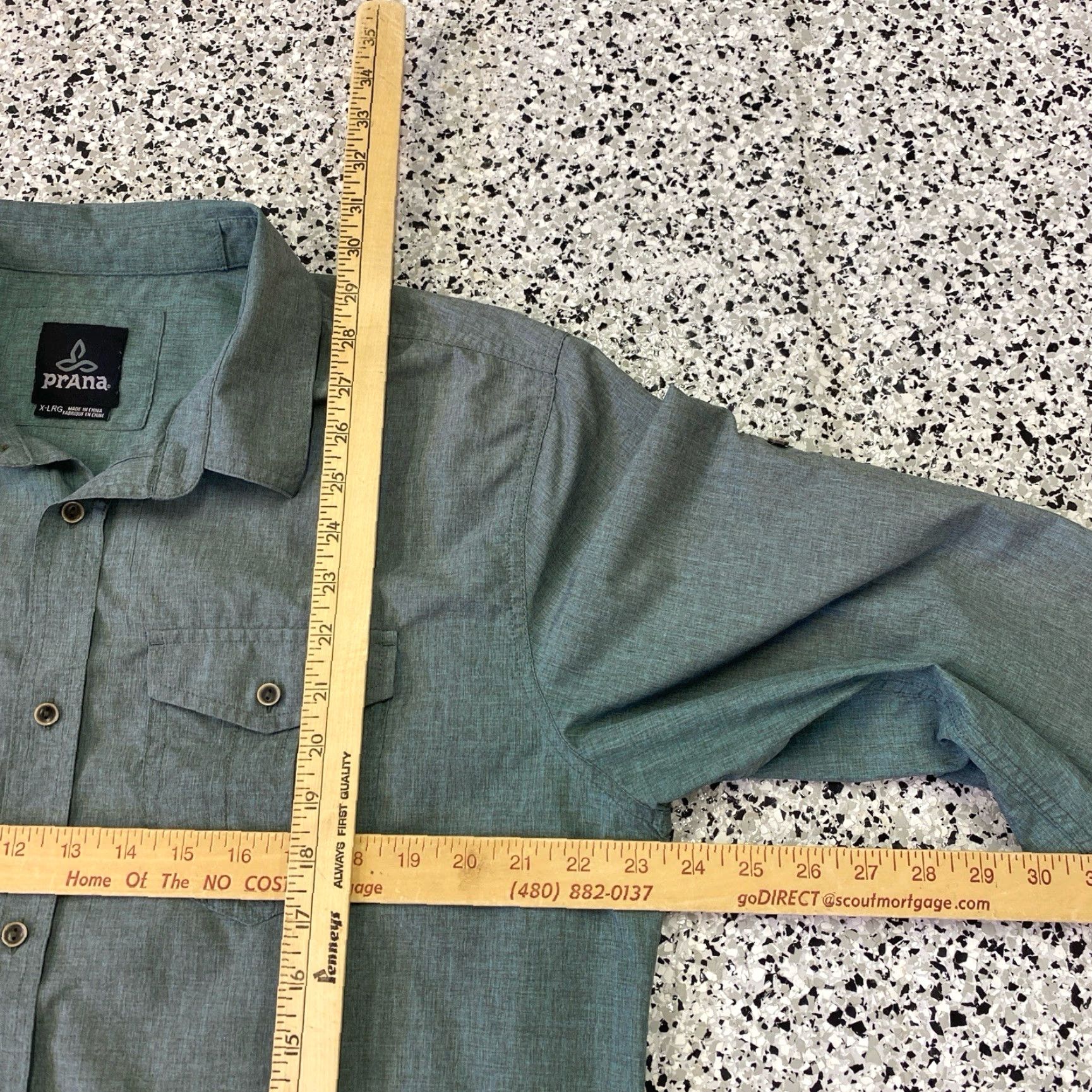 Prana Prana Button-Down Shirt Long Sleeve Hiking Travel Green XL Mens Regular Size US XL / EU 56 / 4 - 2 Thumbnail
