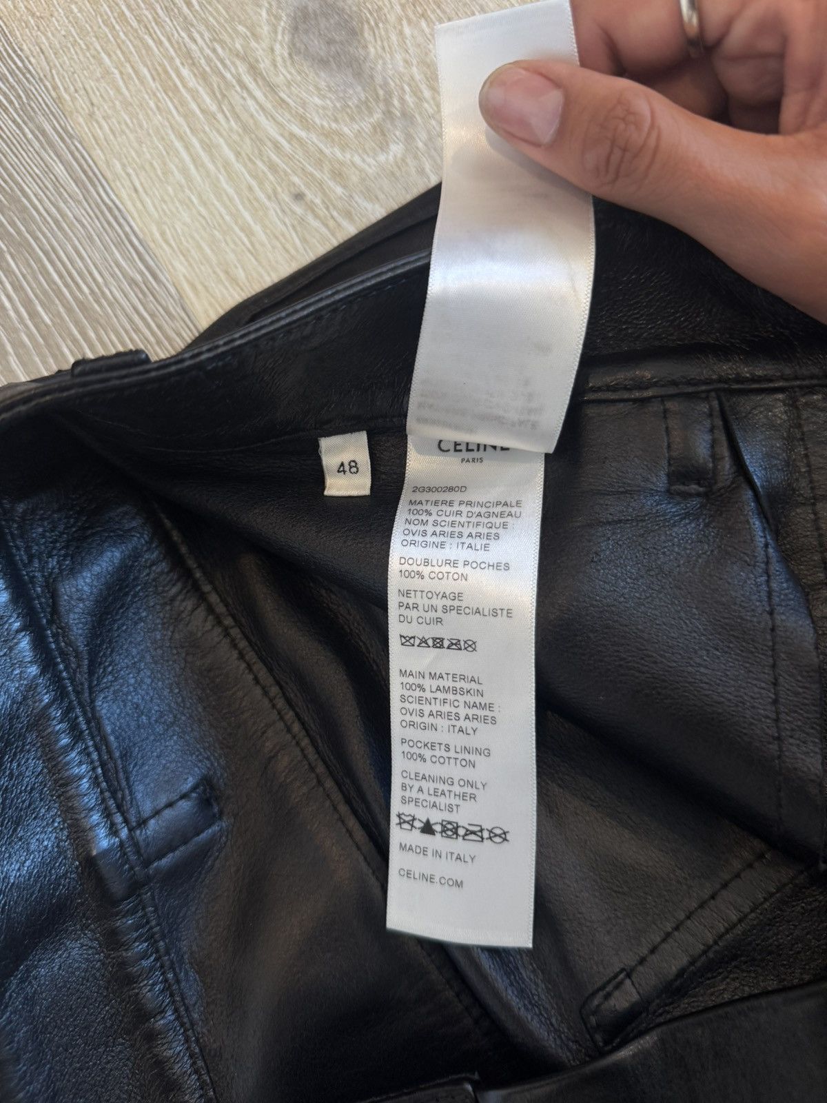Celine Celine Black Lamb Leather Lou Straight Leg Pants Size US 29 - 15 Thumbnail