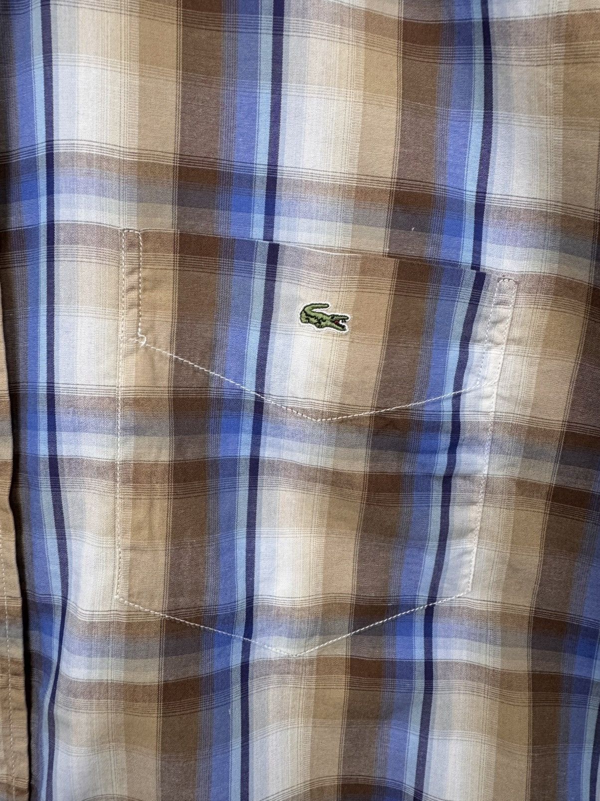 Lacoste Lacoste Men Classic Plaid Cotton Button Up Brown Blue Size S Size US S / EU 44-46 / 1 - 6 Thumbnail