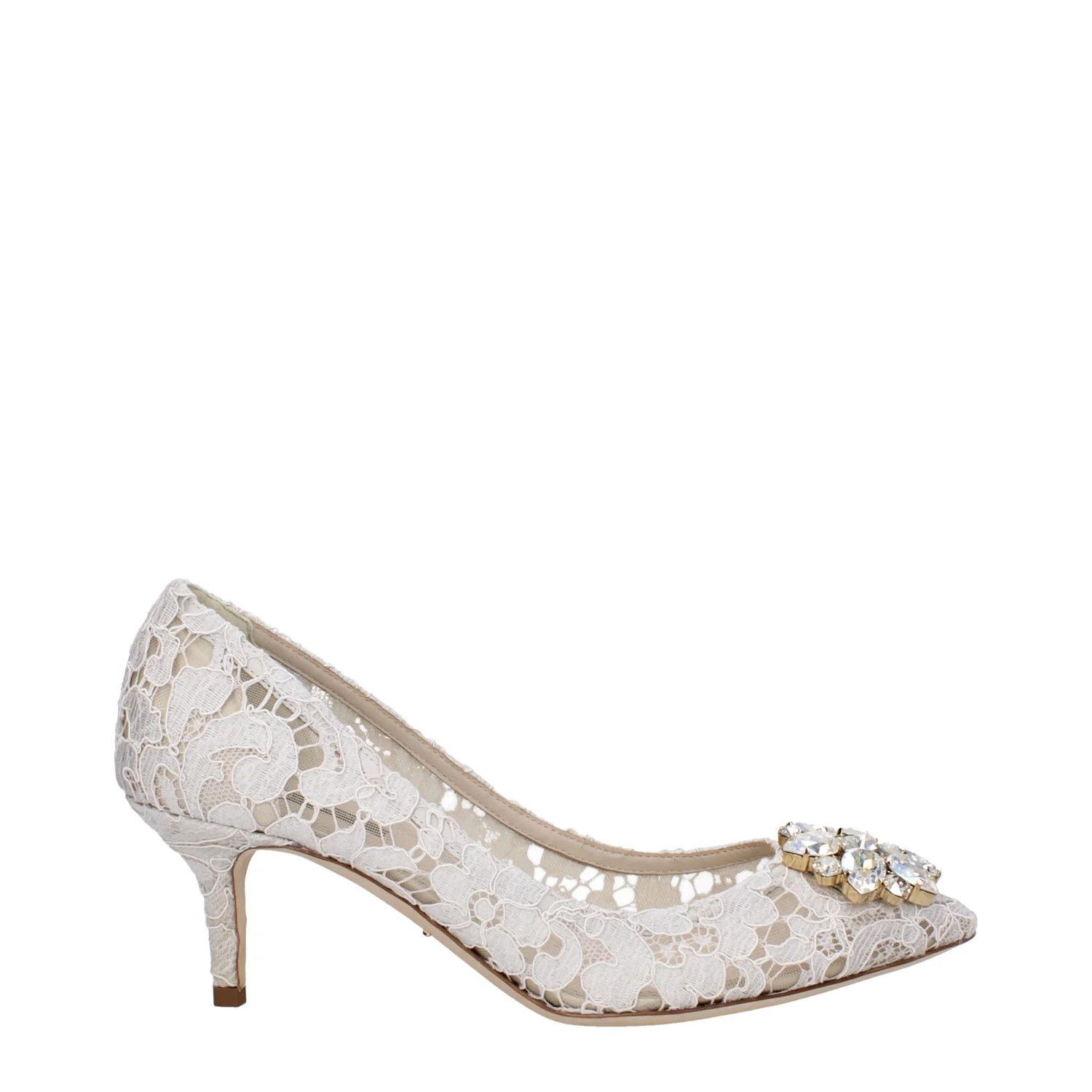 Dolce & Gabbana ob1o1e1124 Lace Pumps in White Size US 7.5 / IT 37.5 - 1 Thumbnail