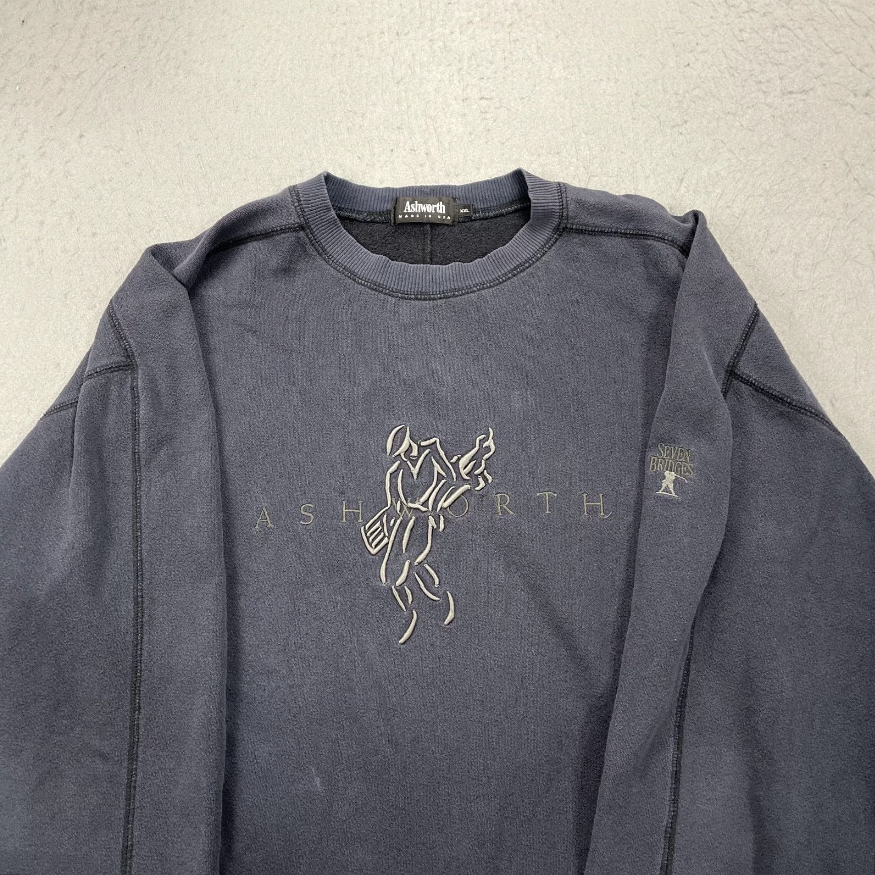 Vintage VINTAGE Ashworth Sweatshirt Mens 2XL Blue Crewneck Golf 90s USA Highweight Embroidered Pullover Dress? Size US XXL / EU 58 / 5 - 3 Thumbnail