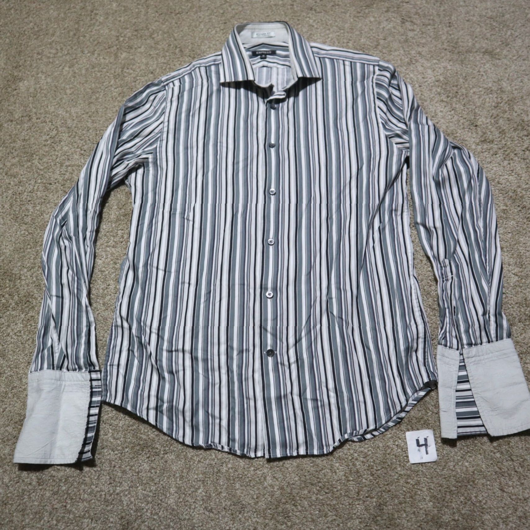 Express Express Shirt Mens Button-Up Long Sleeve Striped 15.5 M Multicolor Modern Fit Size US M / EU 48-50 / 2 - 2 Thumbnail