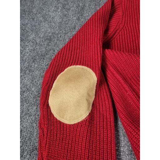Other Debbie Morgan Red Pullover Rib Sweater Sz L Elbow Patches LS Size L / US 10 / IT 46 - 9 Thumbnail