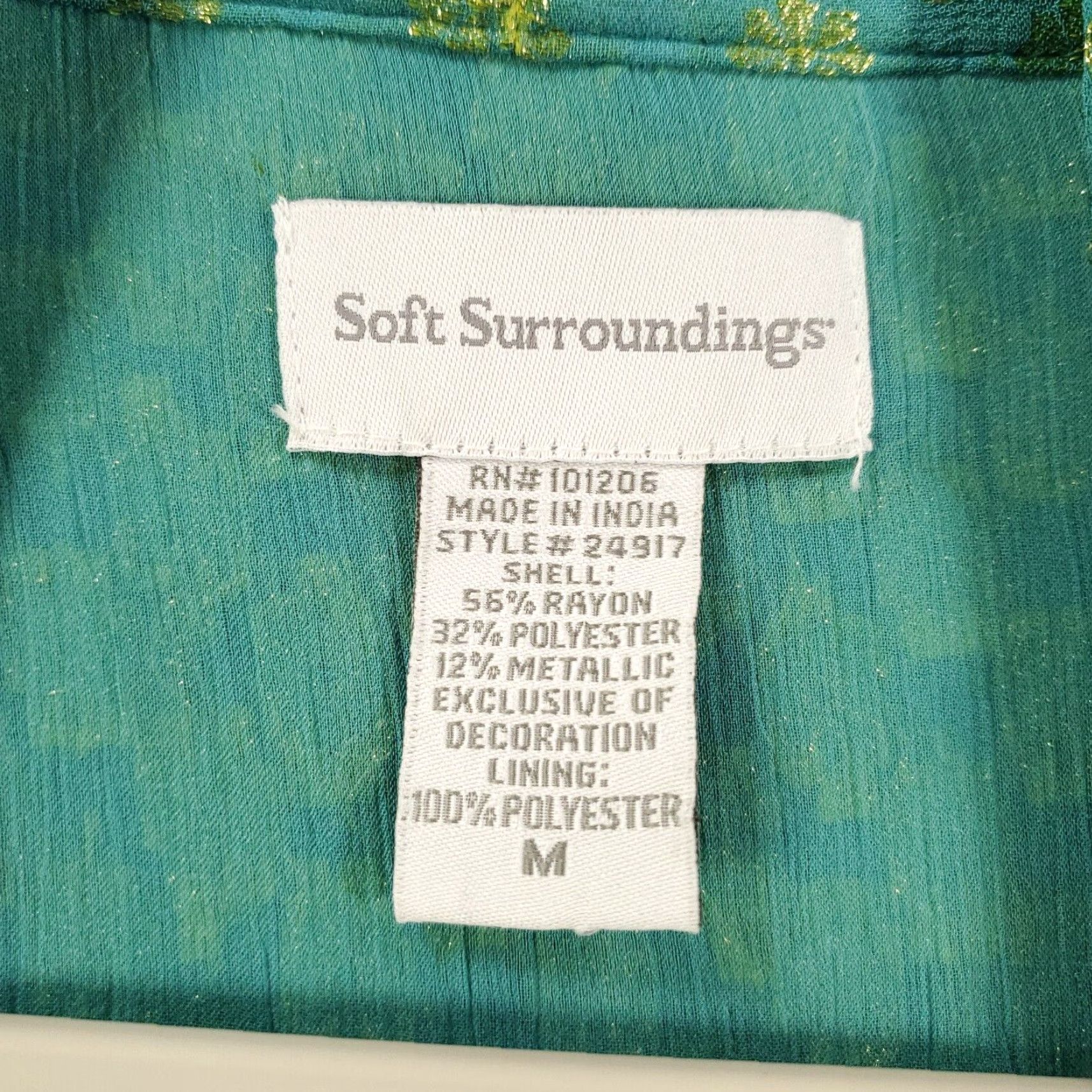 Soft Surroundings Soft Surroundings Sequined Cardigan Womens M Teal Gold Metallic Open Lined Bohemian Geometric Relaxed Fit Blouse Cardigan Accessories Size M / US 6-8 / IT 42-44 - 5 Thumbnail