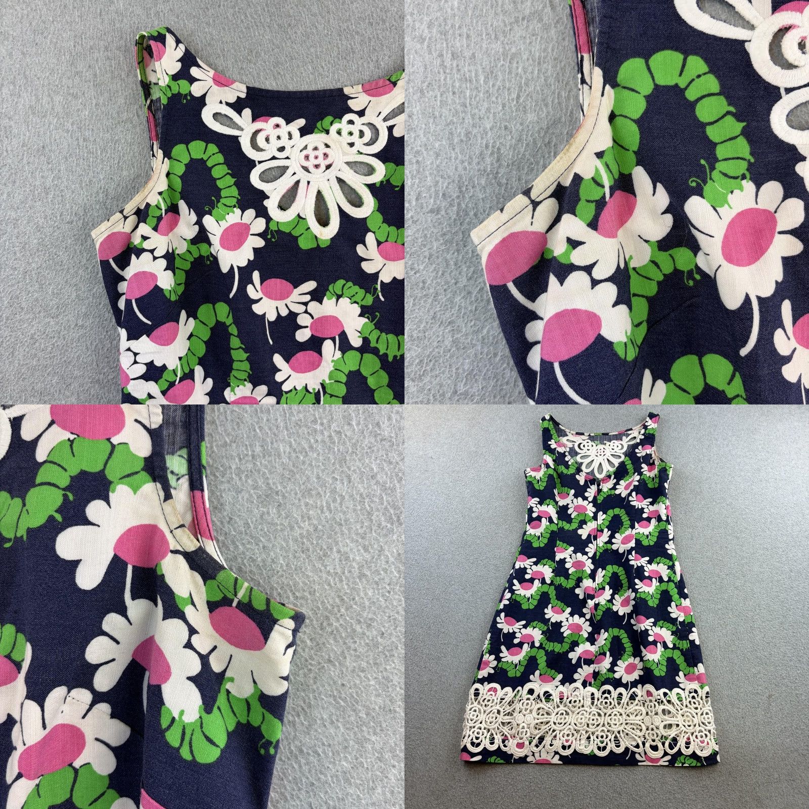 Lilly Pulitzer Lilly Pulitzer Dress Womens 2 Blue Daisy Floral Sleeveless Shift Crochet Hem Shirt? Size XS / US 0-2 / IT 36-38 - 8 Thumbnail
